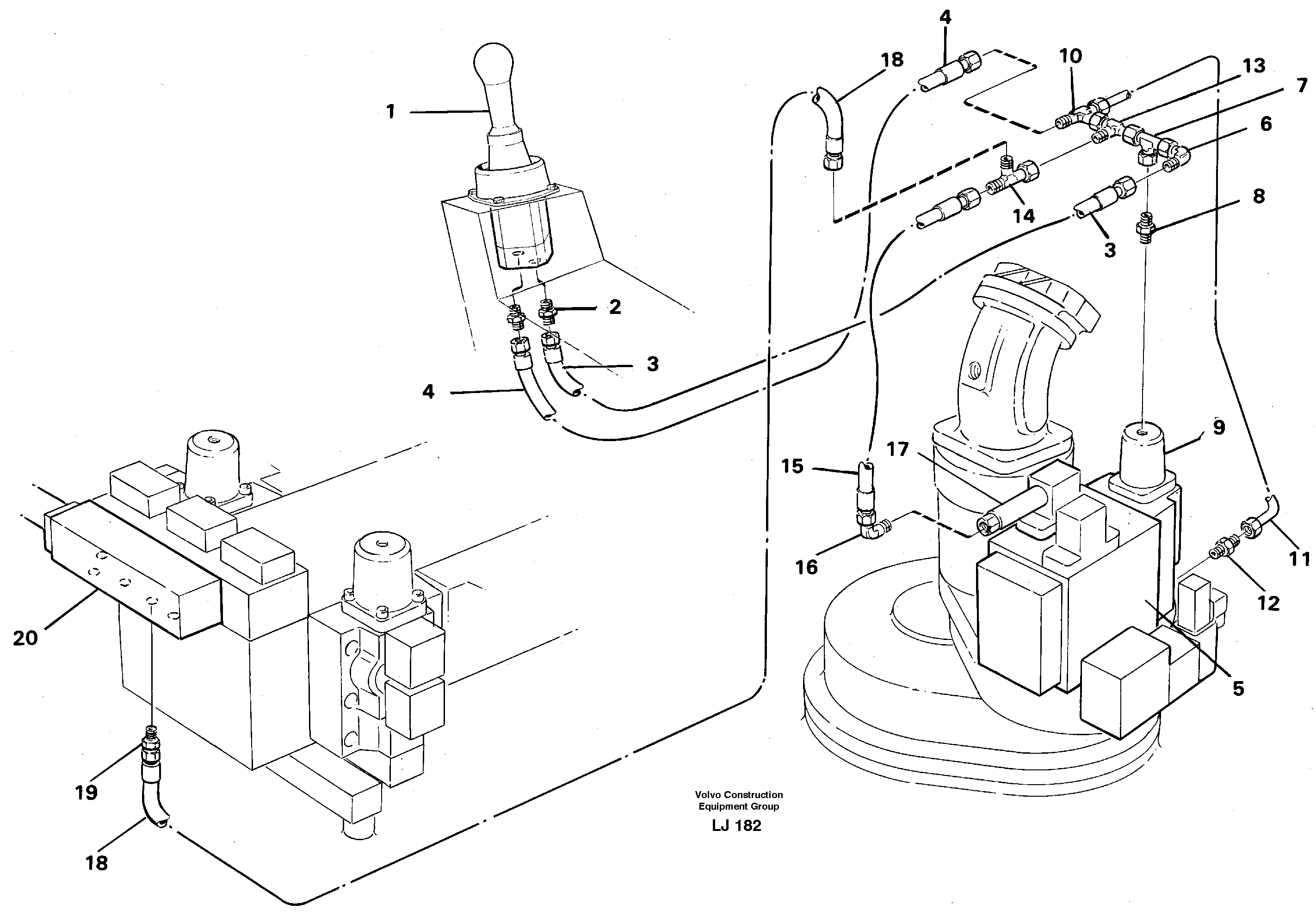 Servo hydraulics, slewing — volvo parts diagram