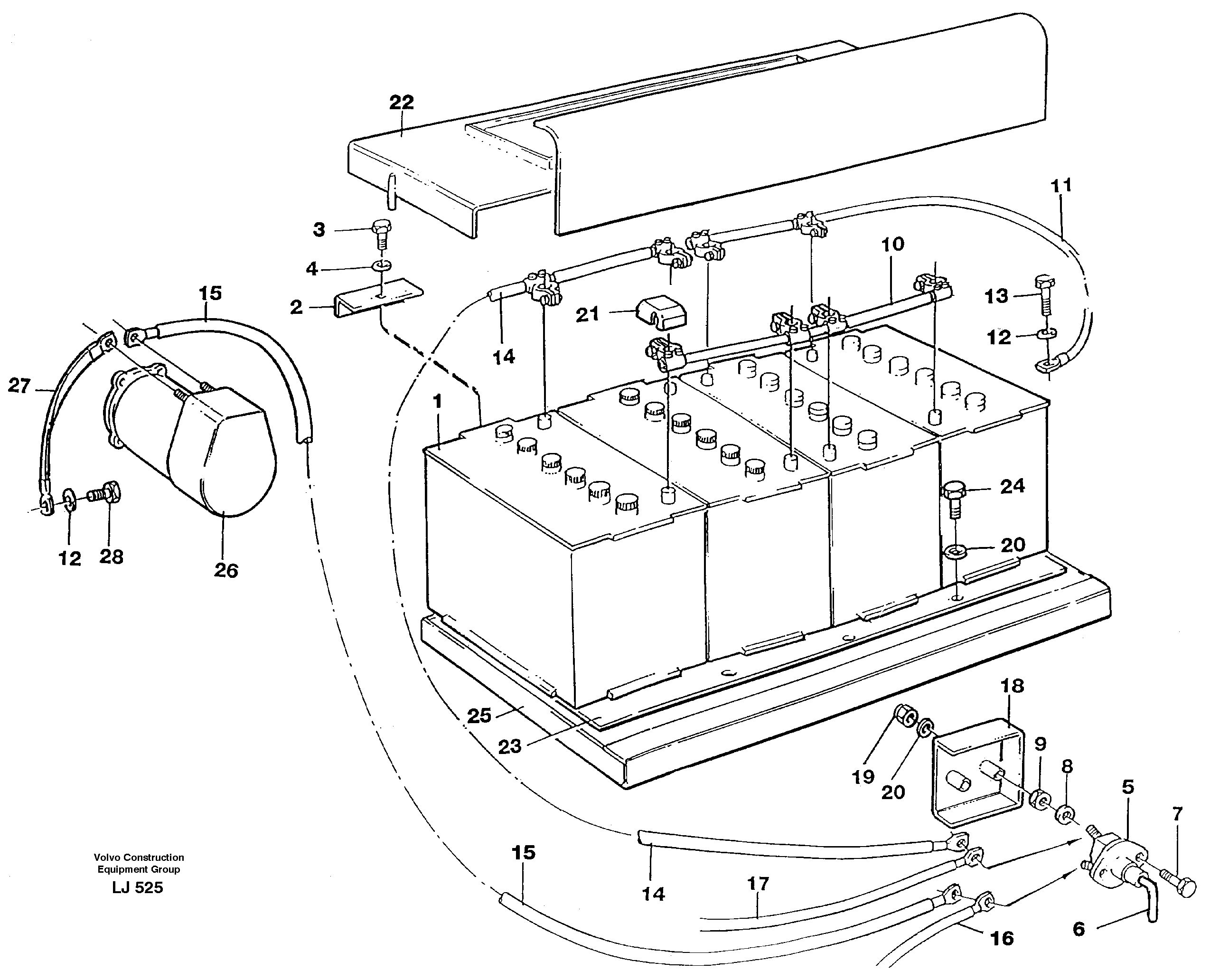 Battery, assembly  SER NO 4734- — volvo parts diagram