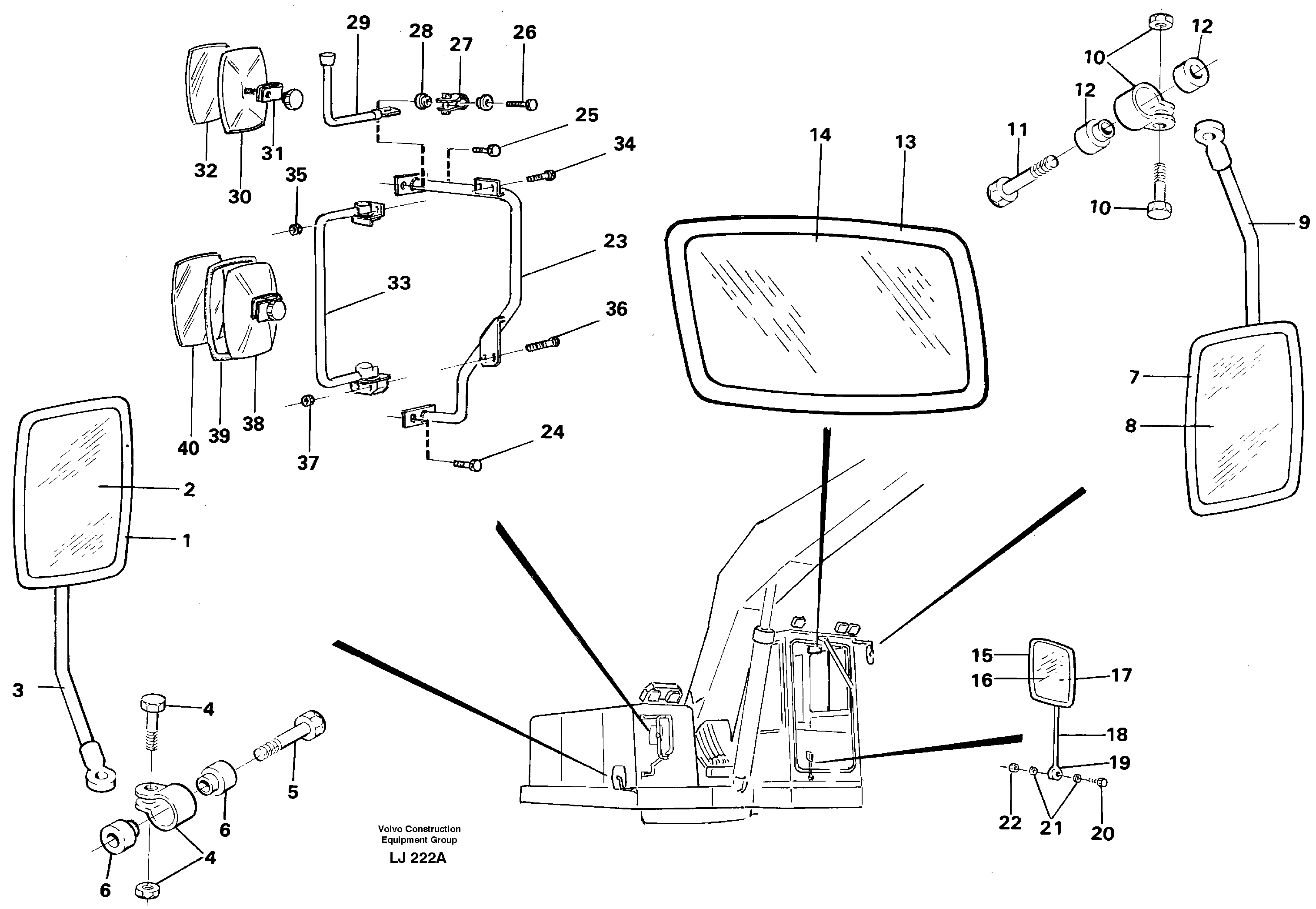 Rear view mirror — volvo parts diagram