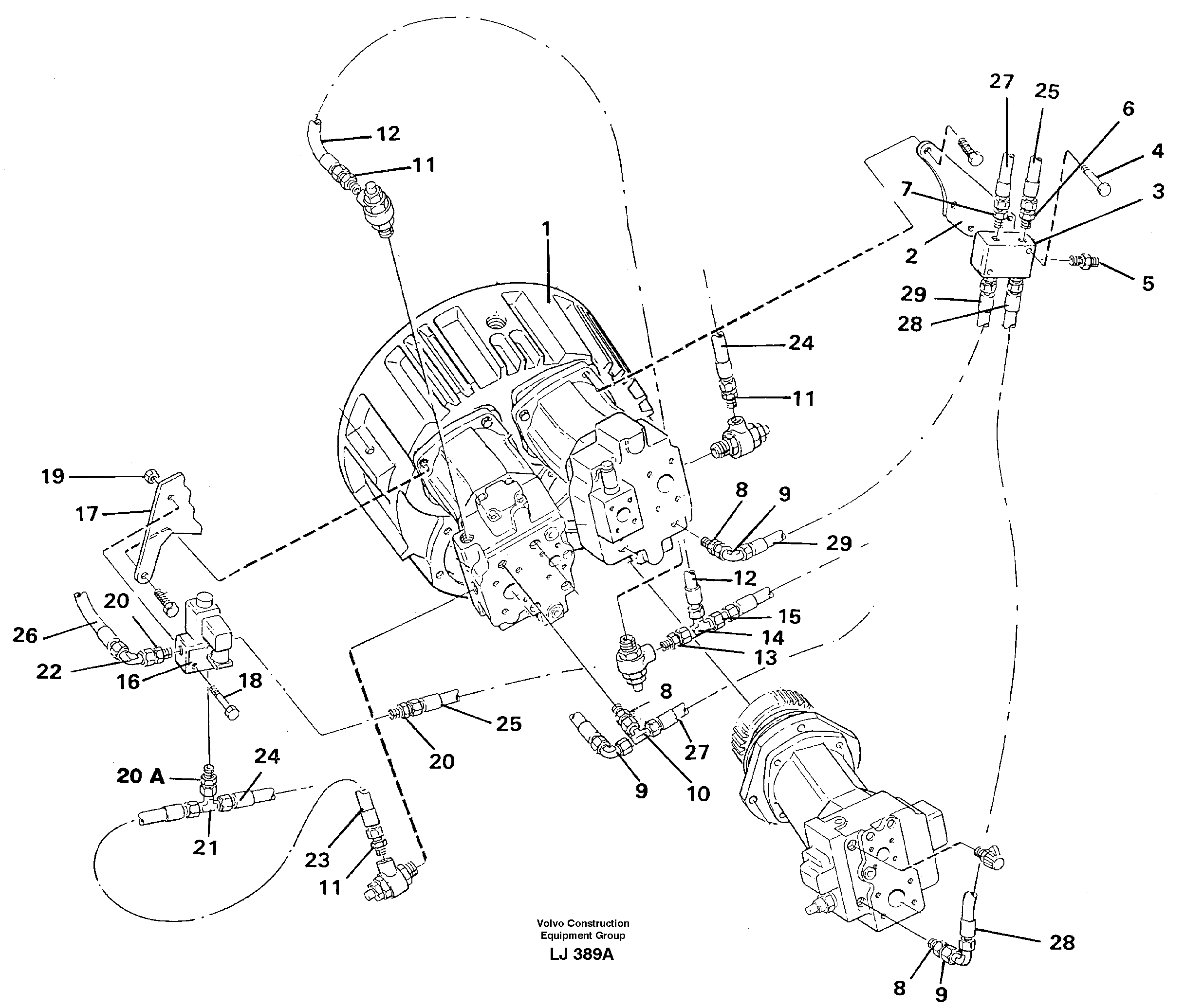 Hydraulic system, pump installation — volvo parts diagram