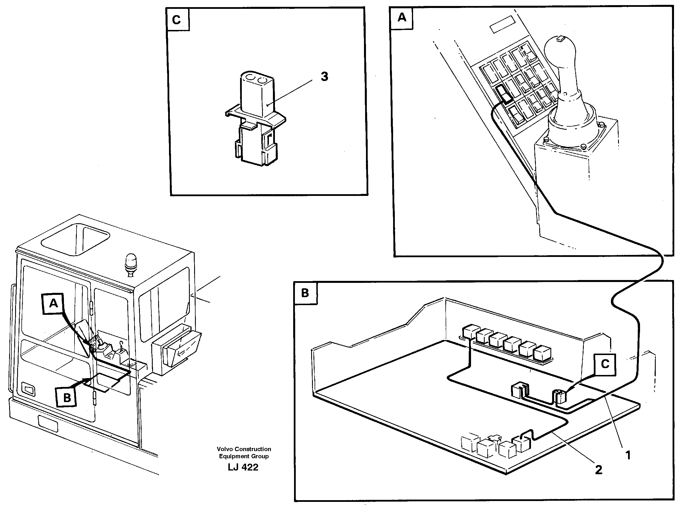 Electric intallation of hammer/shears on monoboomin base machine  14258074 — volvo parts diagram