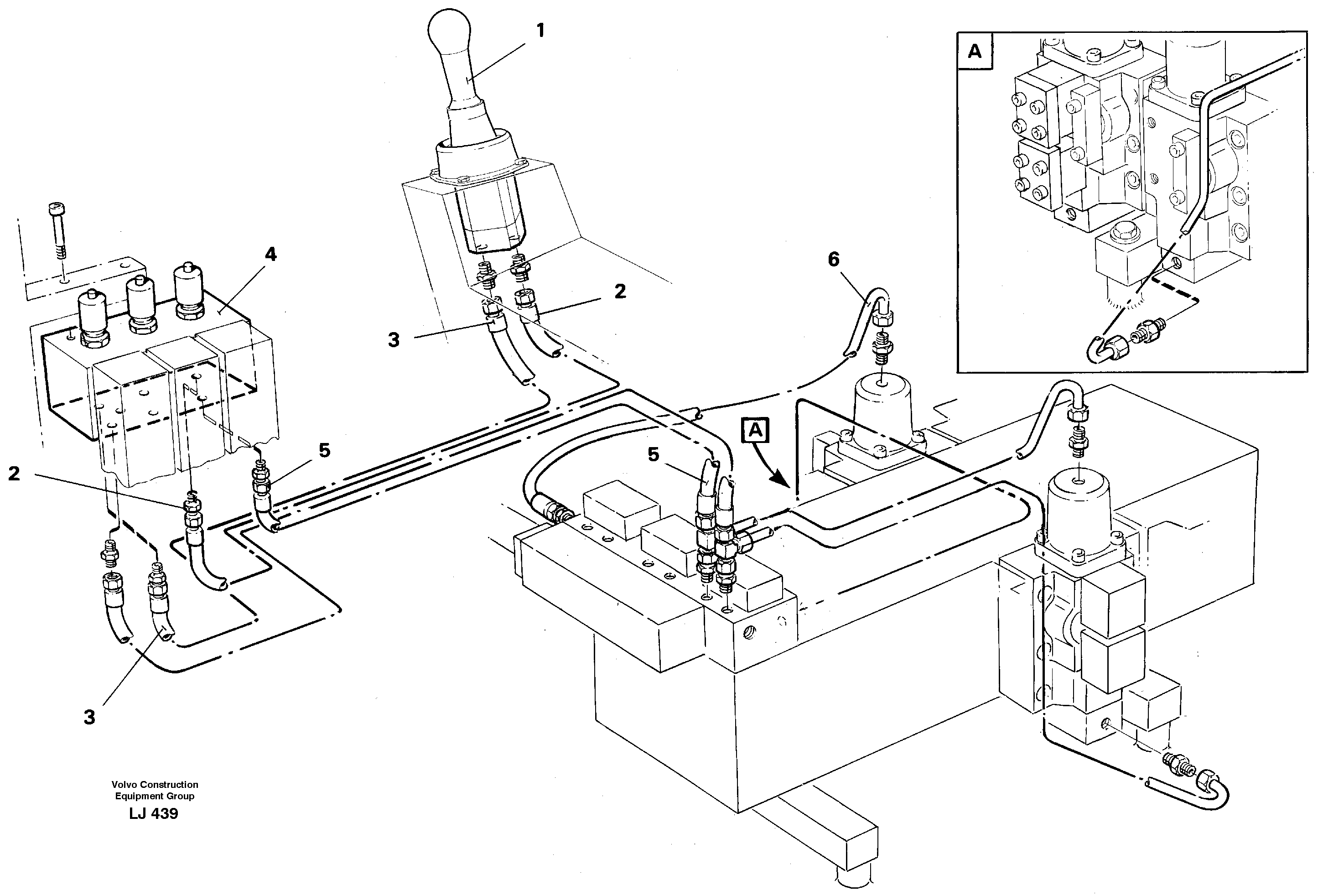 Servo hydraulic system, dipper on materials handling equipment.  14258081, 14258084 — volvo parts diagram