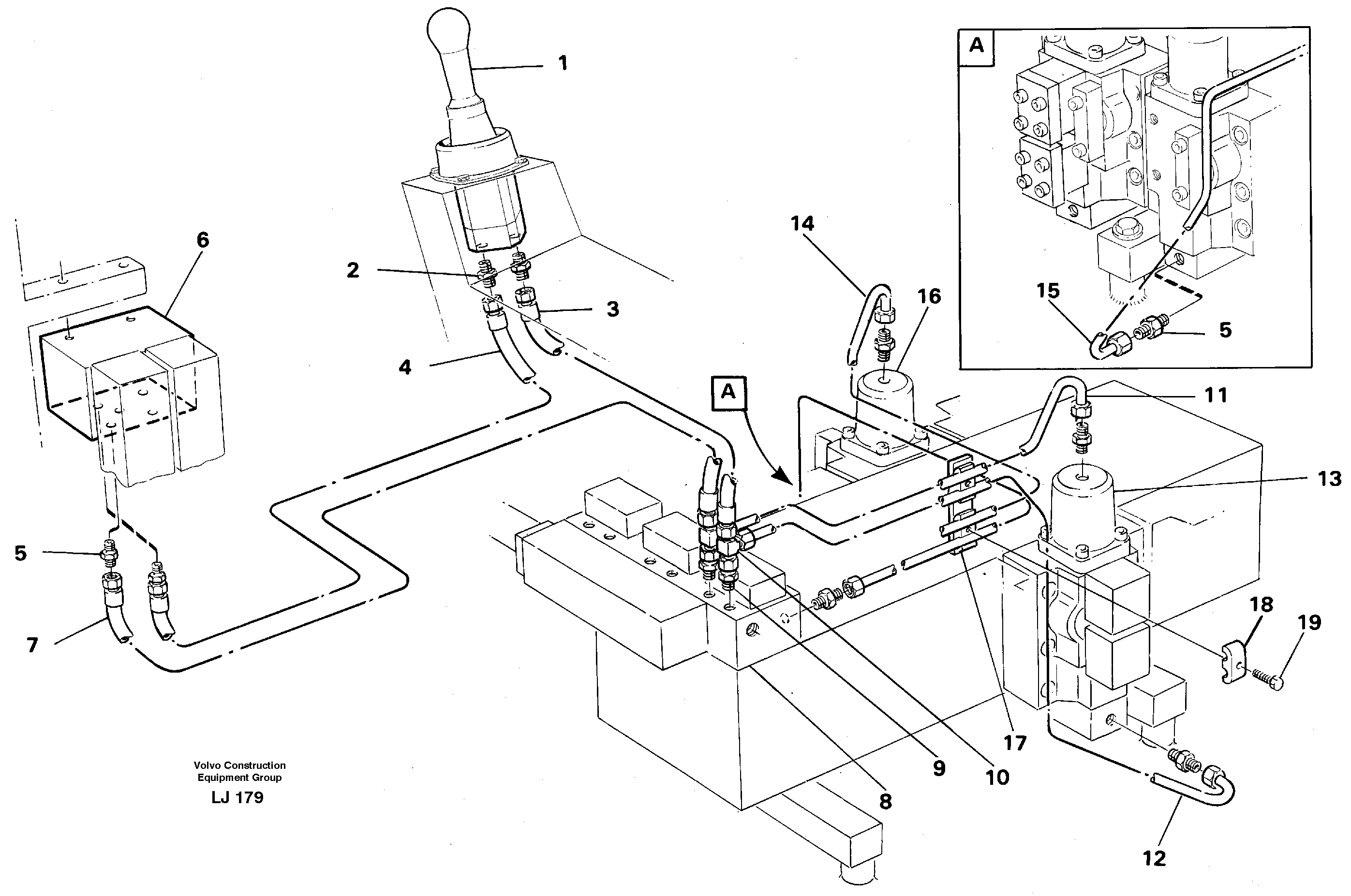 Servo hydraulics, dipper arm — volvo parts diagram