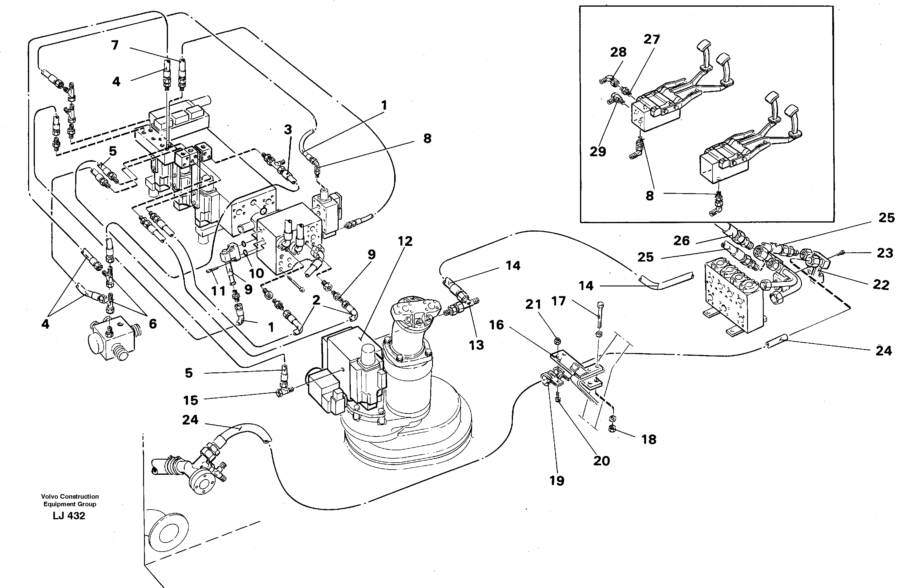 Base machine hydraulics for hammer/shears on adjustable boom  14261296 — volvo parts diagram