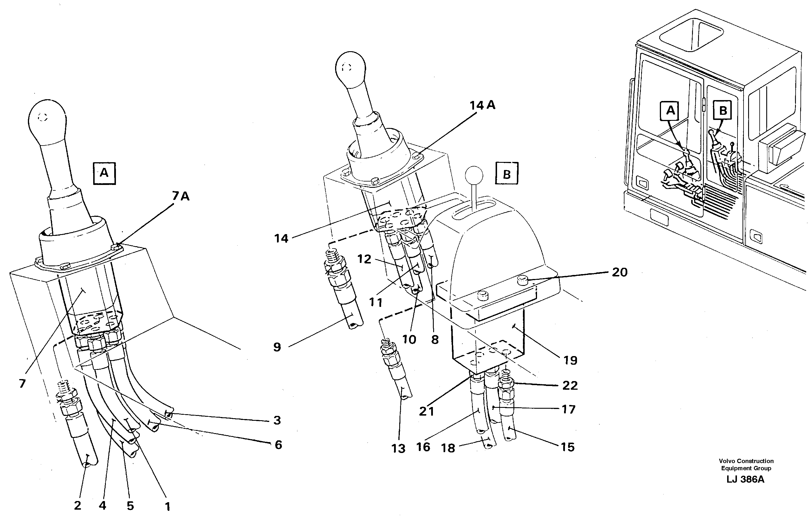Joy sticks, left and right — volvo parts diagram
