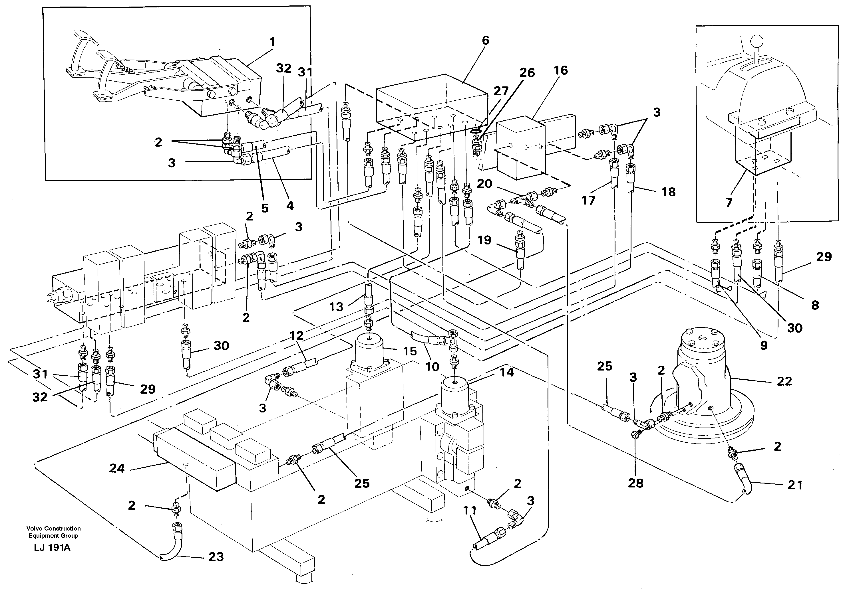 Travel motor hydraulics, servo hydraulics — volvo parts diagram