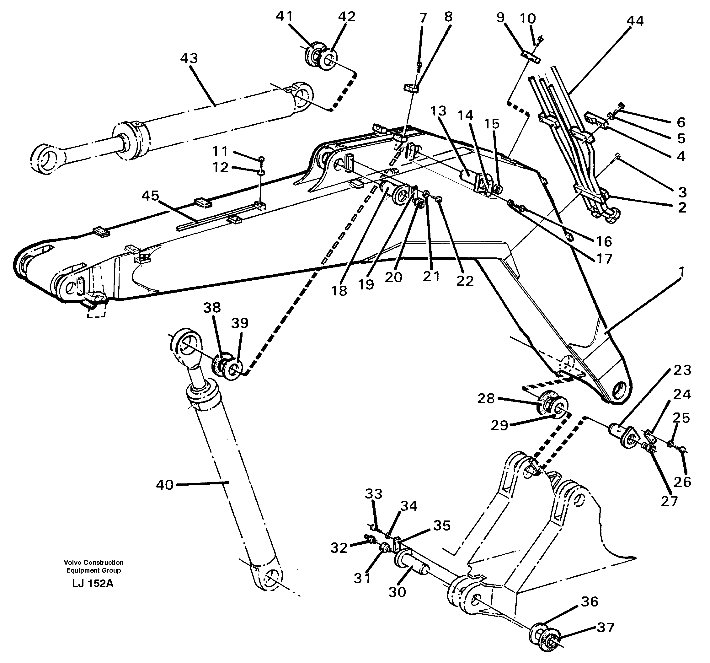 Backhoe boom 5.20m  14260953 — volvo parts diagram