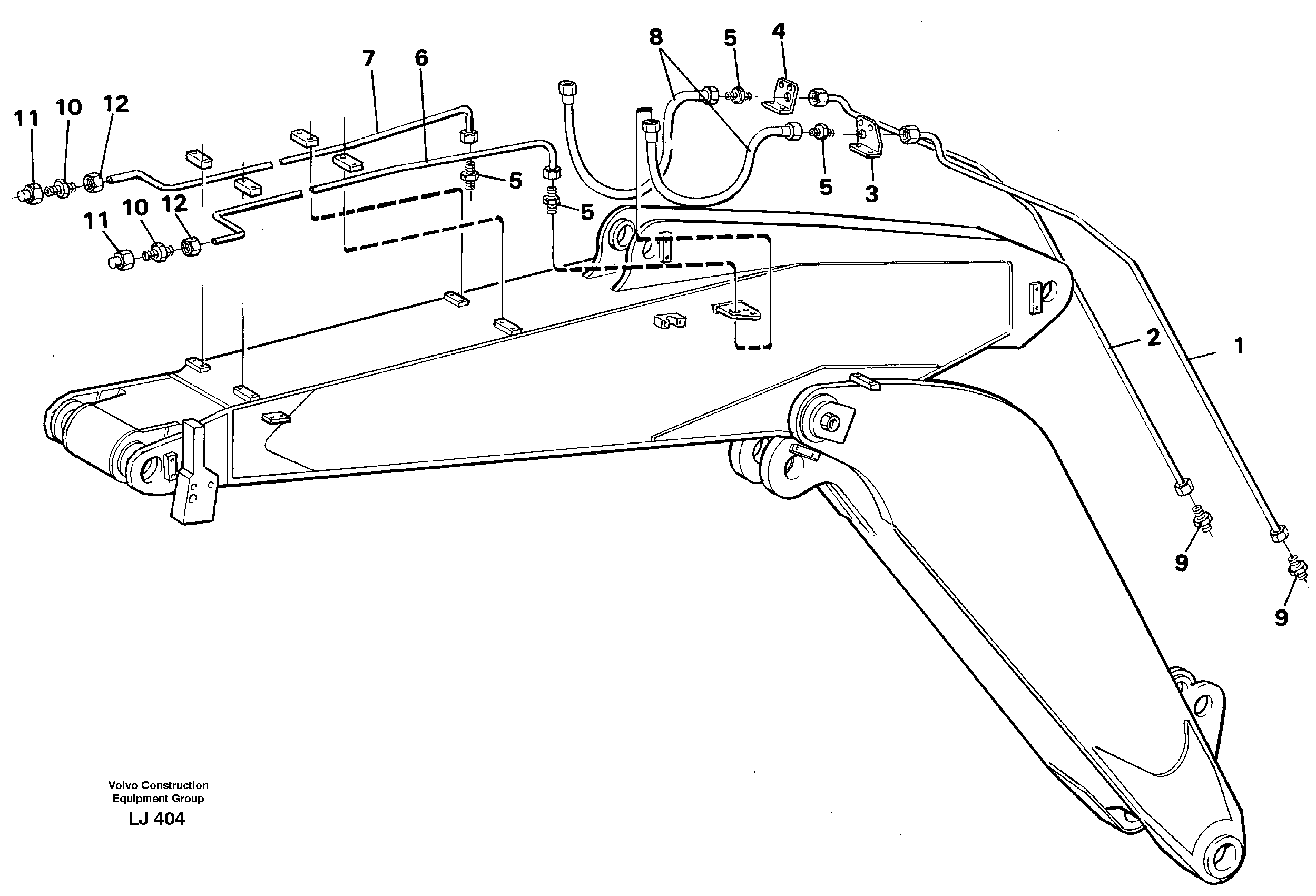 Slope bucket and grab equipment on adjustable boom, 5.90 m  14261702 — volvo parts diagram