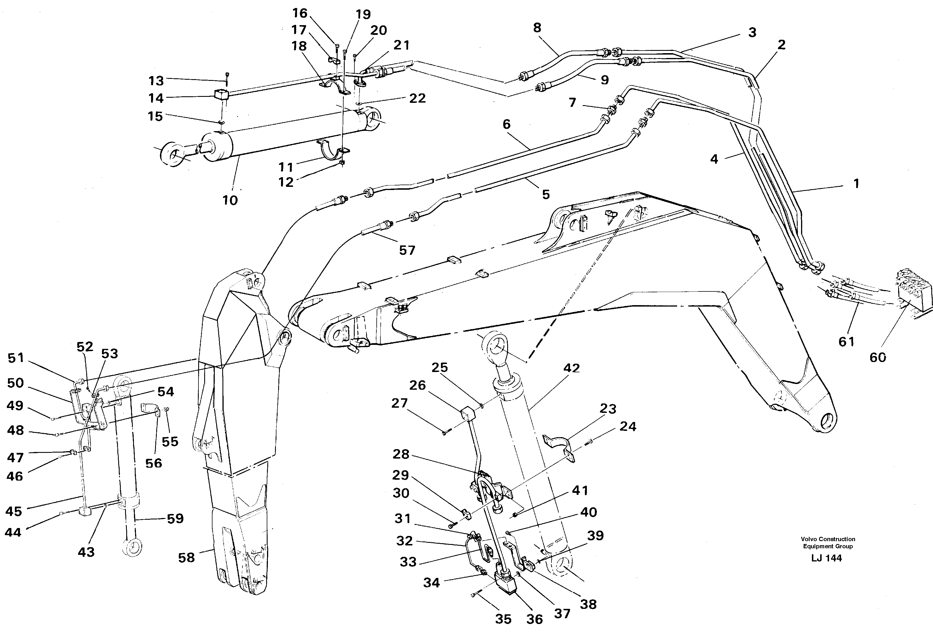 Hydraulic system, boom 5.70m — volvo parts diagram