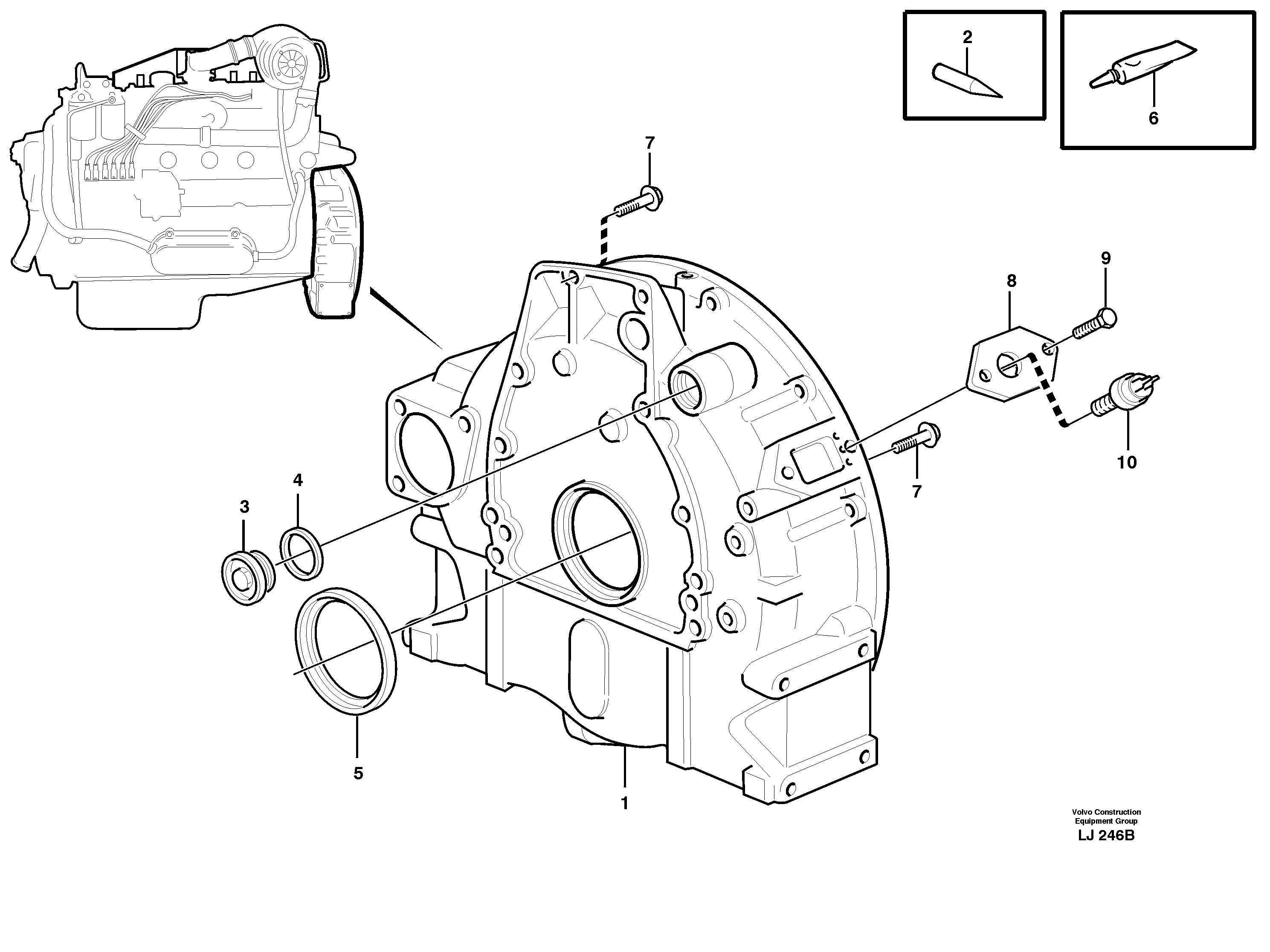 Flywheel housing — volvo parts diagram
