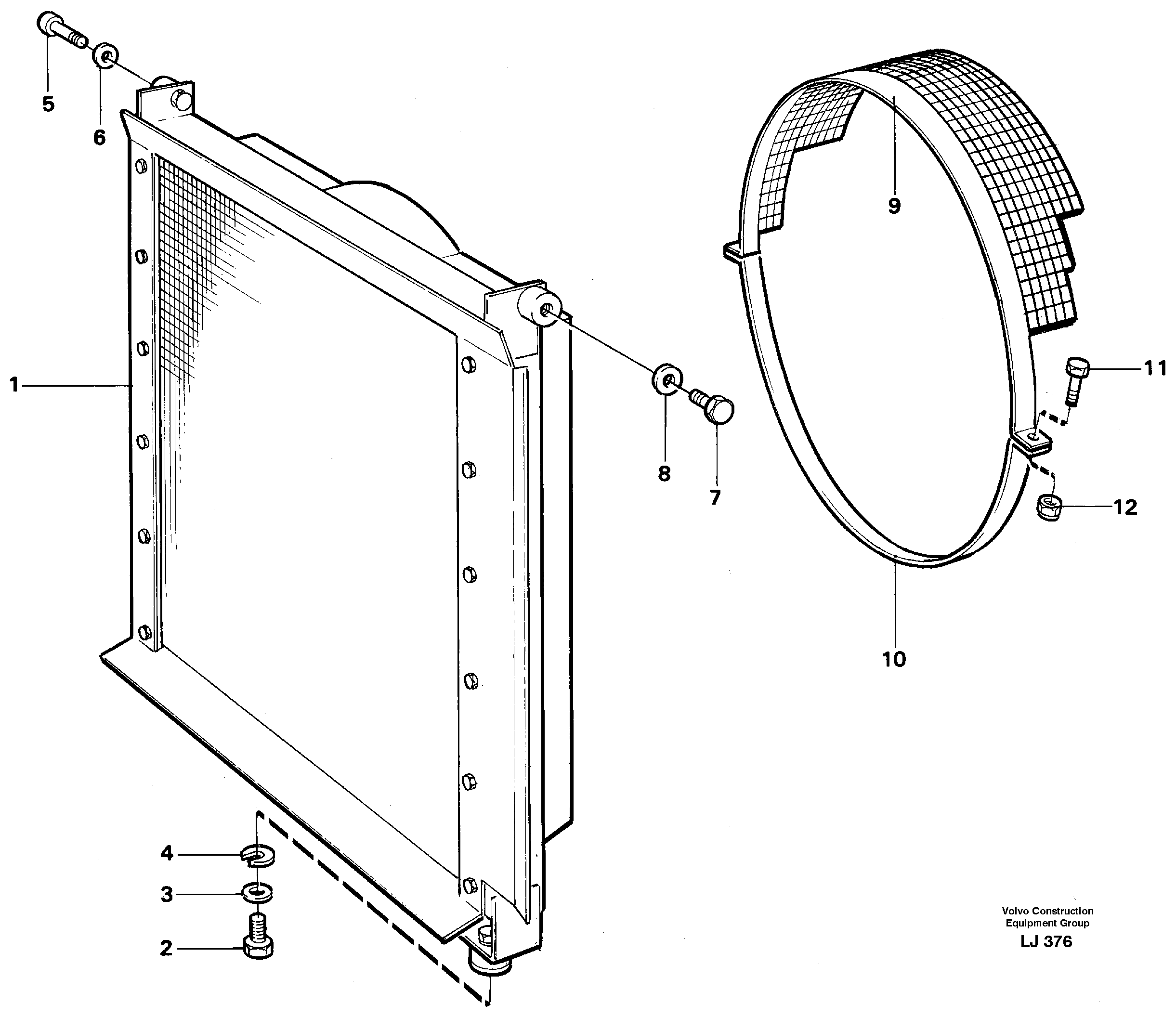 Radiator with fitting parts — volvo parts diagram