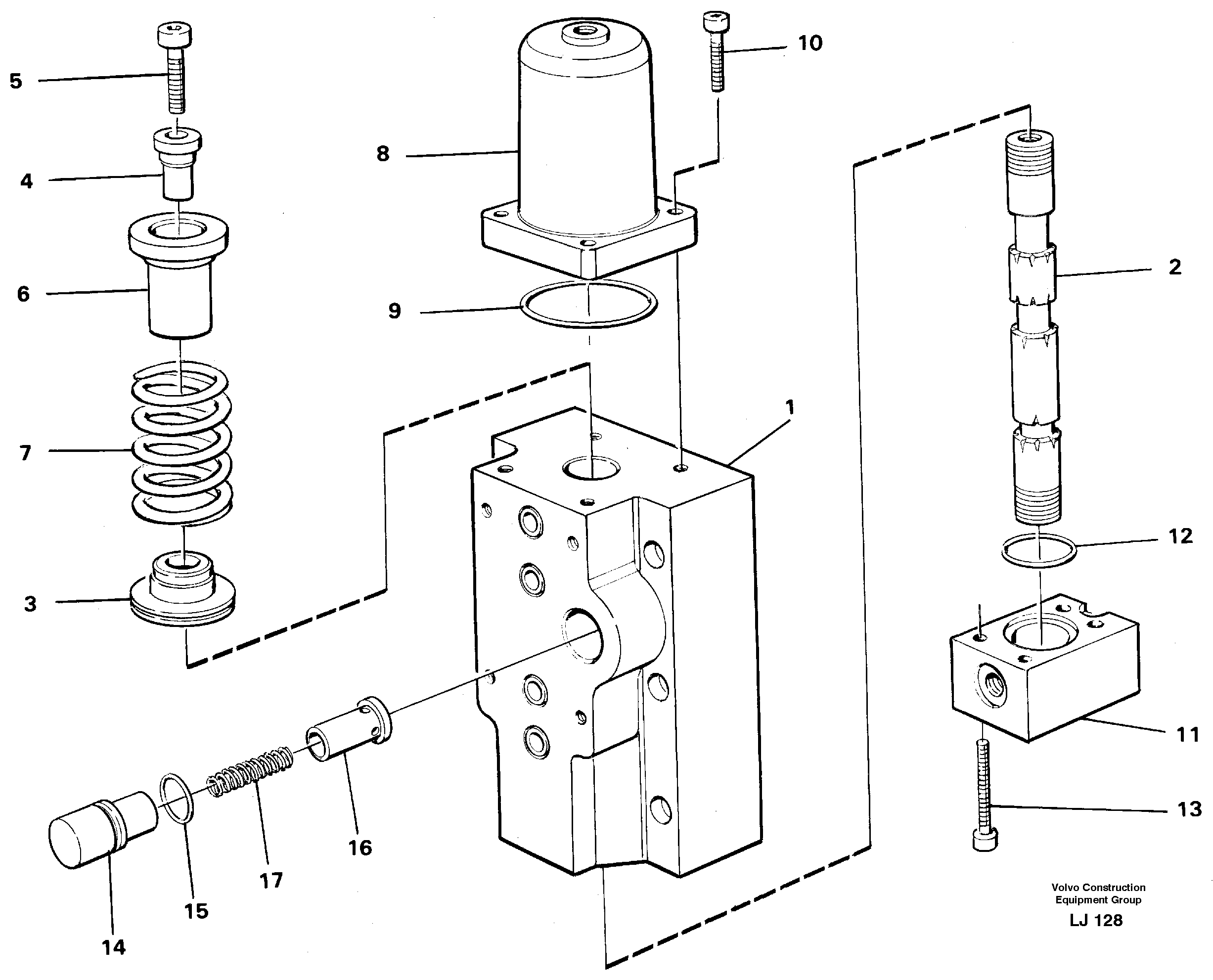 Four-way valve for hammer/shears — volvo parts diagram