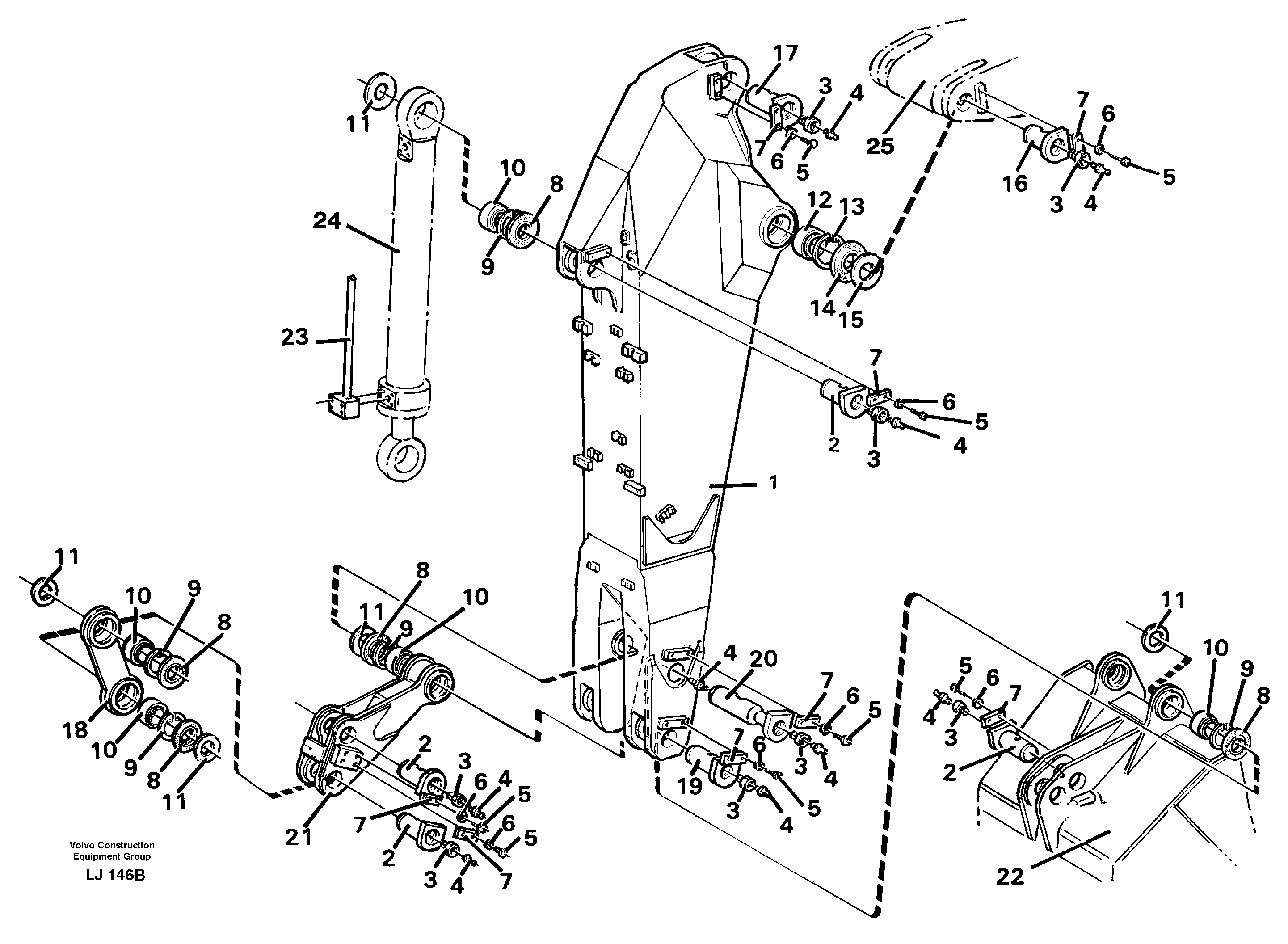 Backhoe dipper arm 2.25m  14257609 — volvo parts diagram