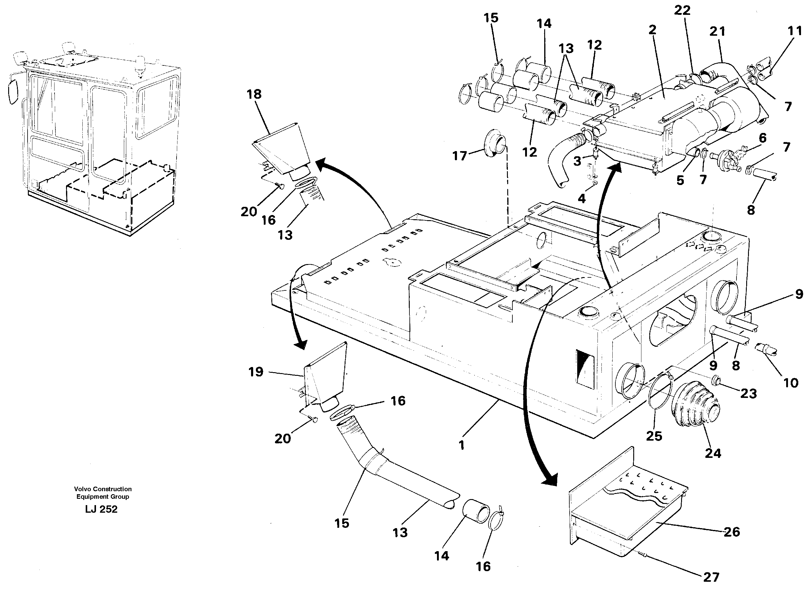 Radiator with fitting parts — volvo parts diagram