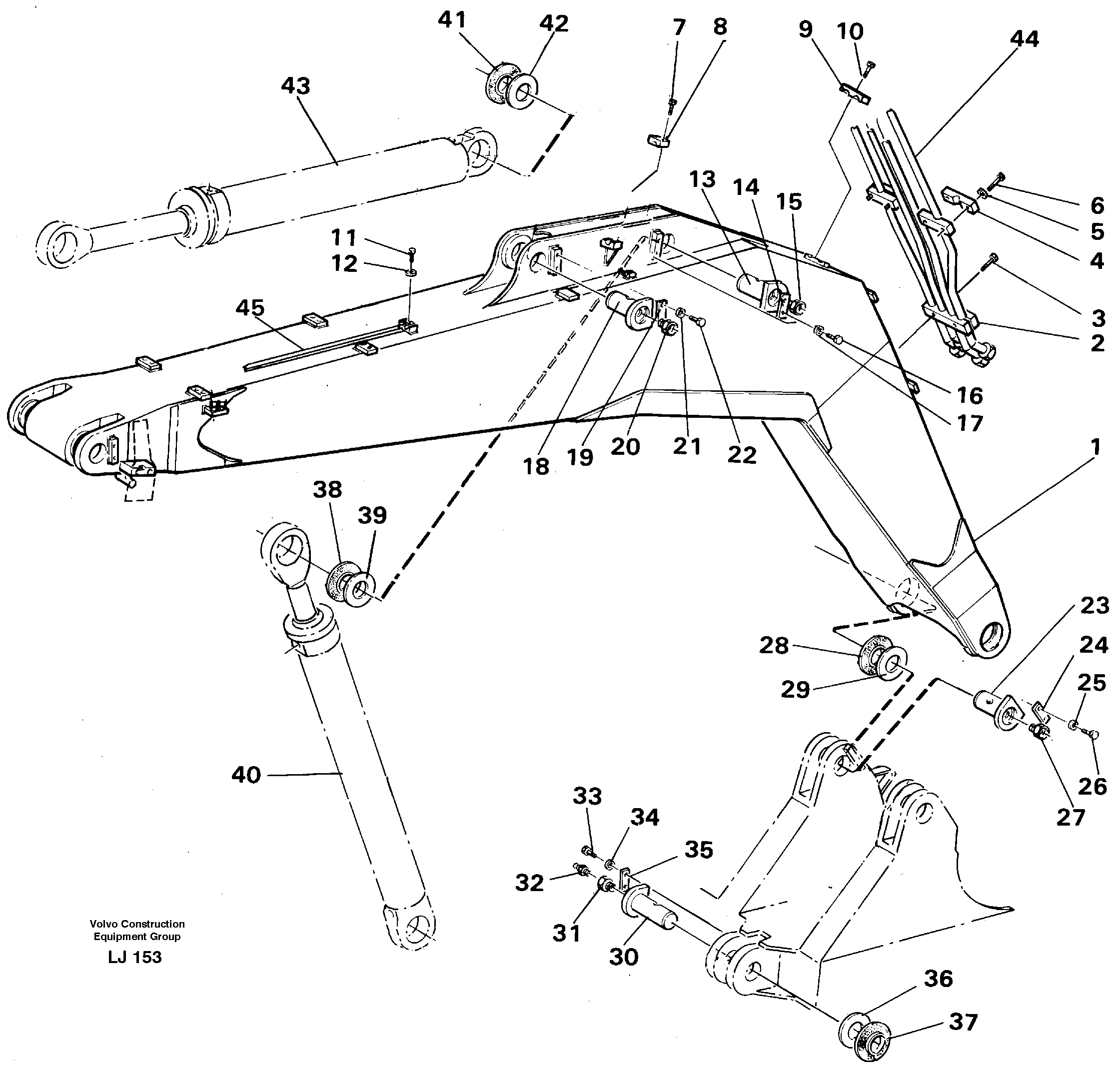 Backhoe boom 5.70m  14260954 — volvo parts diagram
