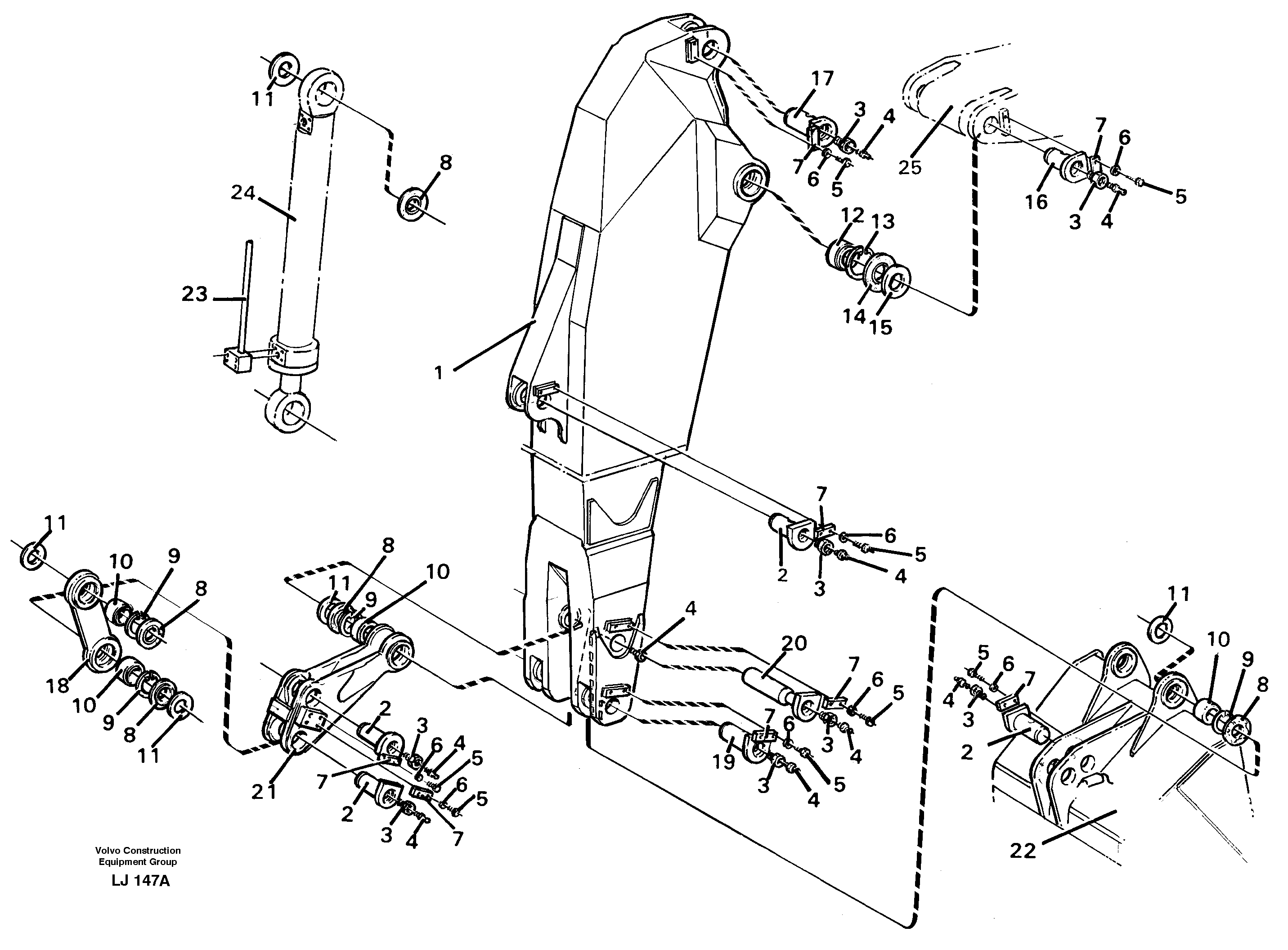 Backhoe dipper arm 2.80m  14257195 — volvo parts diagram