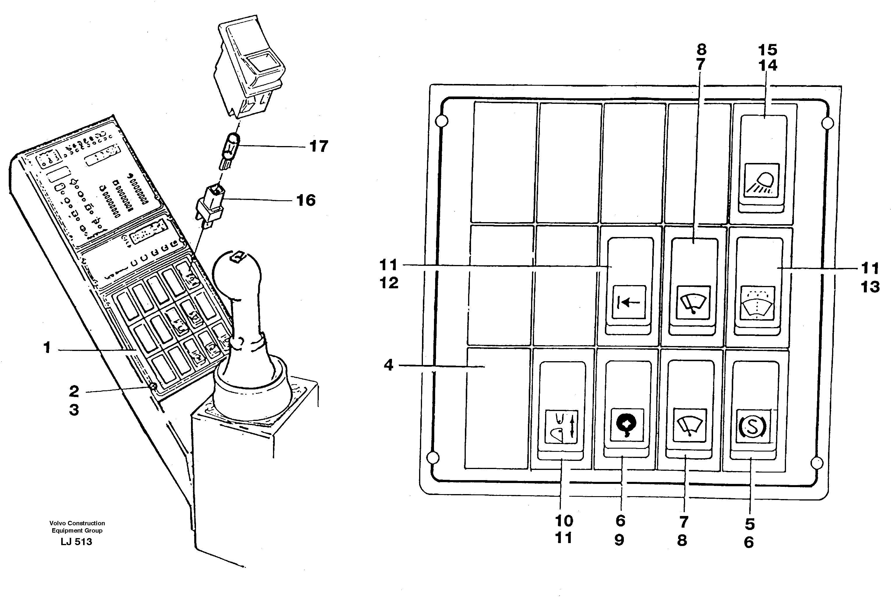 Switch panel.  SER NO 4710- — volvo parts diagram