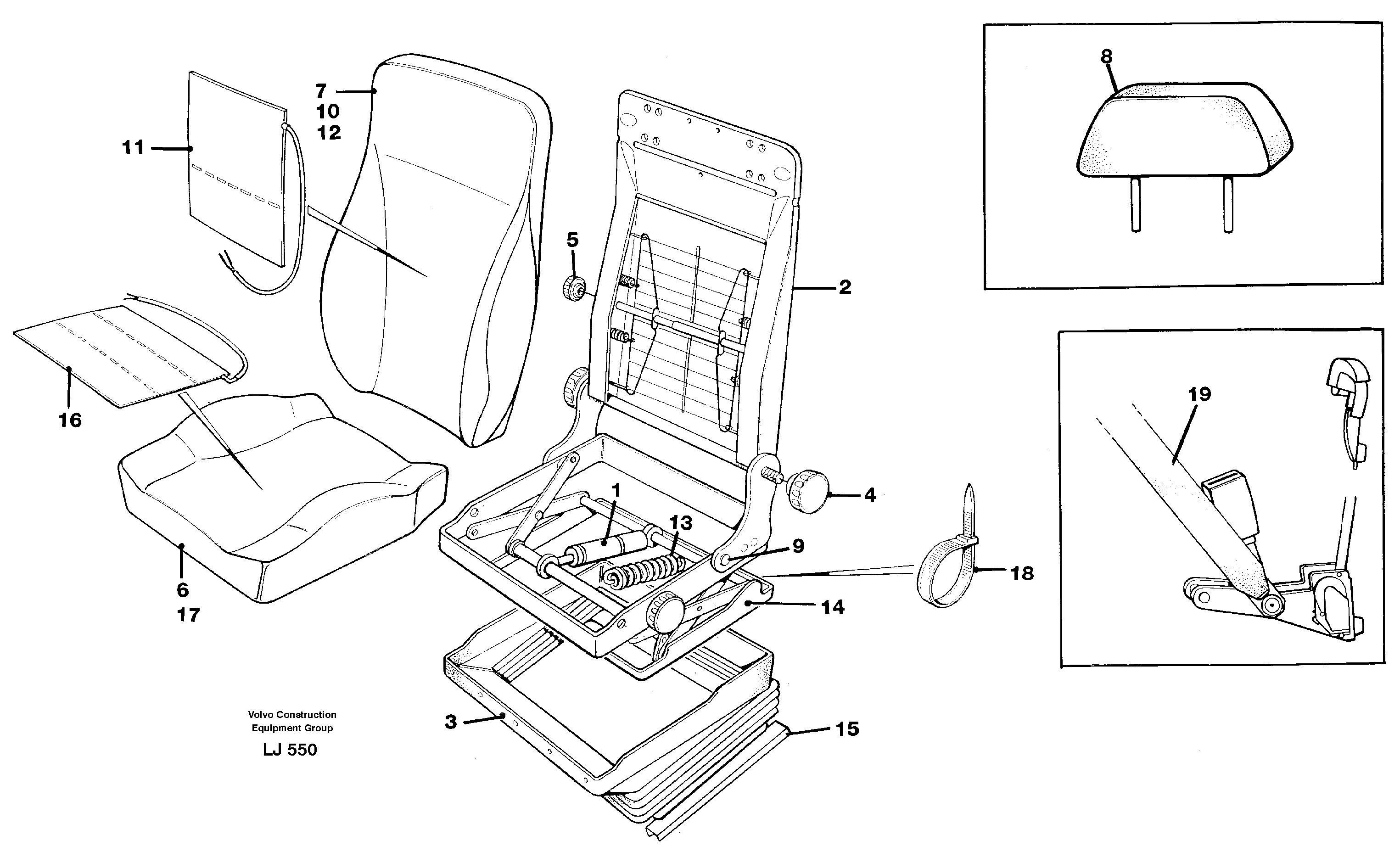 Operator seat Be-ge — volvo parts diagram