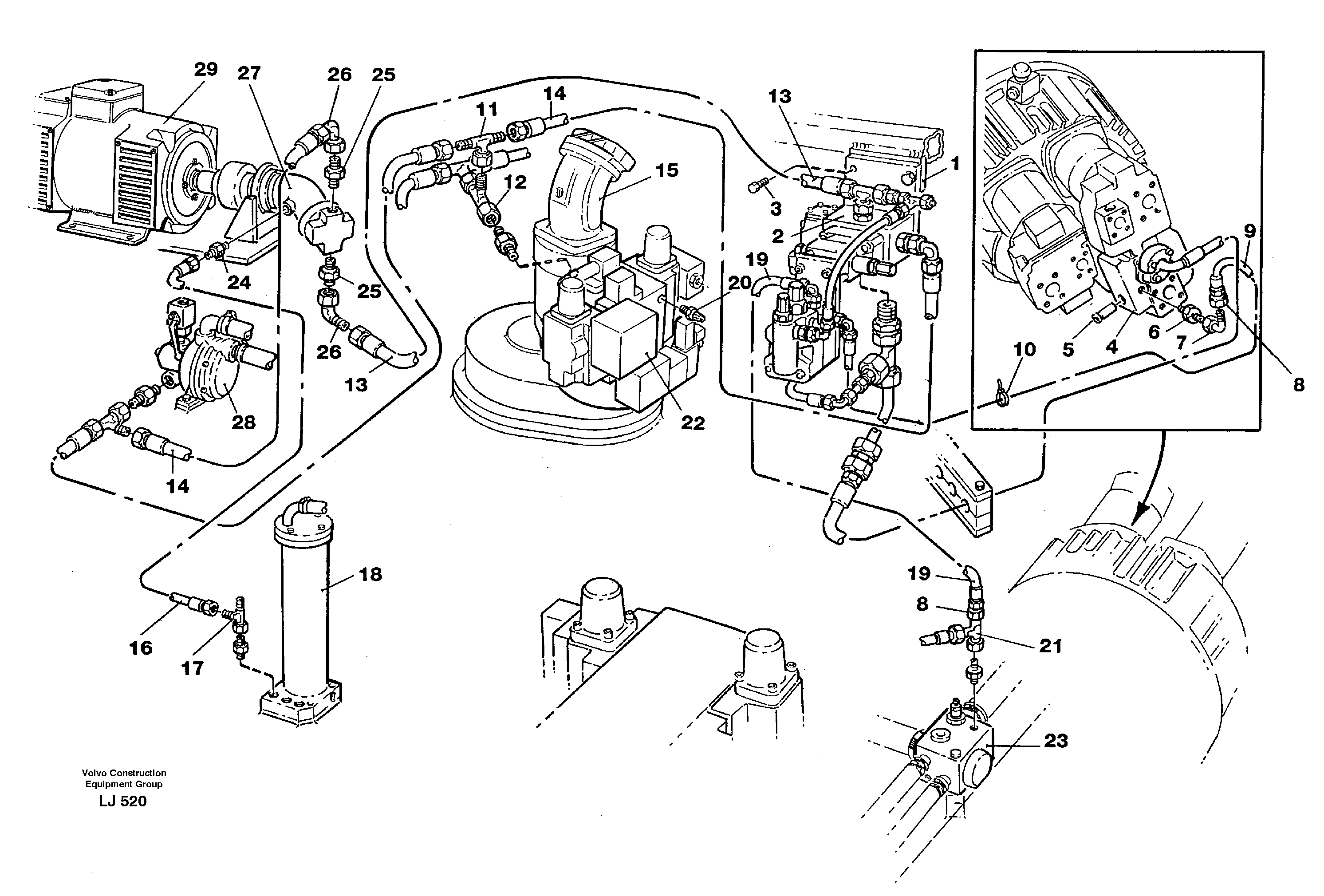 Magnet equipment Älmhult Hydraulic installation 9 Kw alternator  14265072 SER NO 4549- — volvo parts diagram