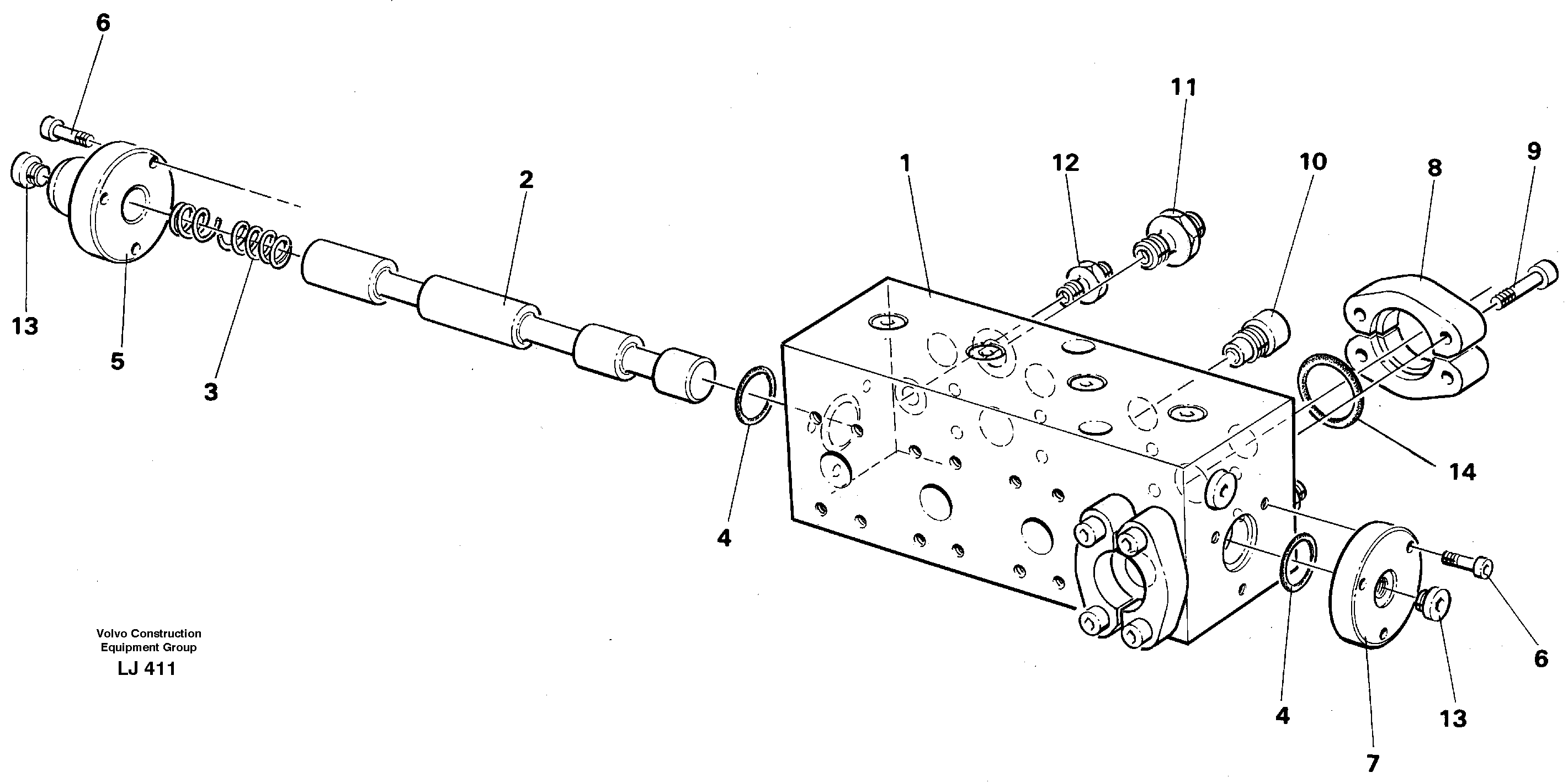 Valve for hammer/shears on adjustable boom — volvo parts diagram