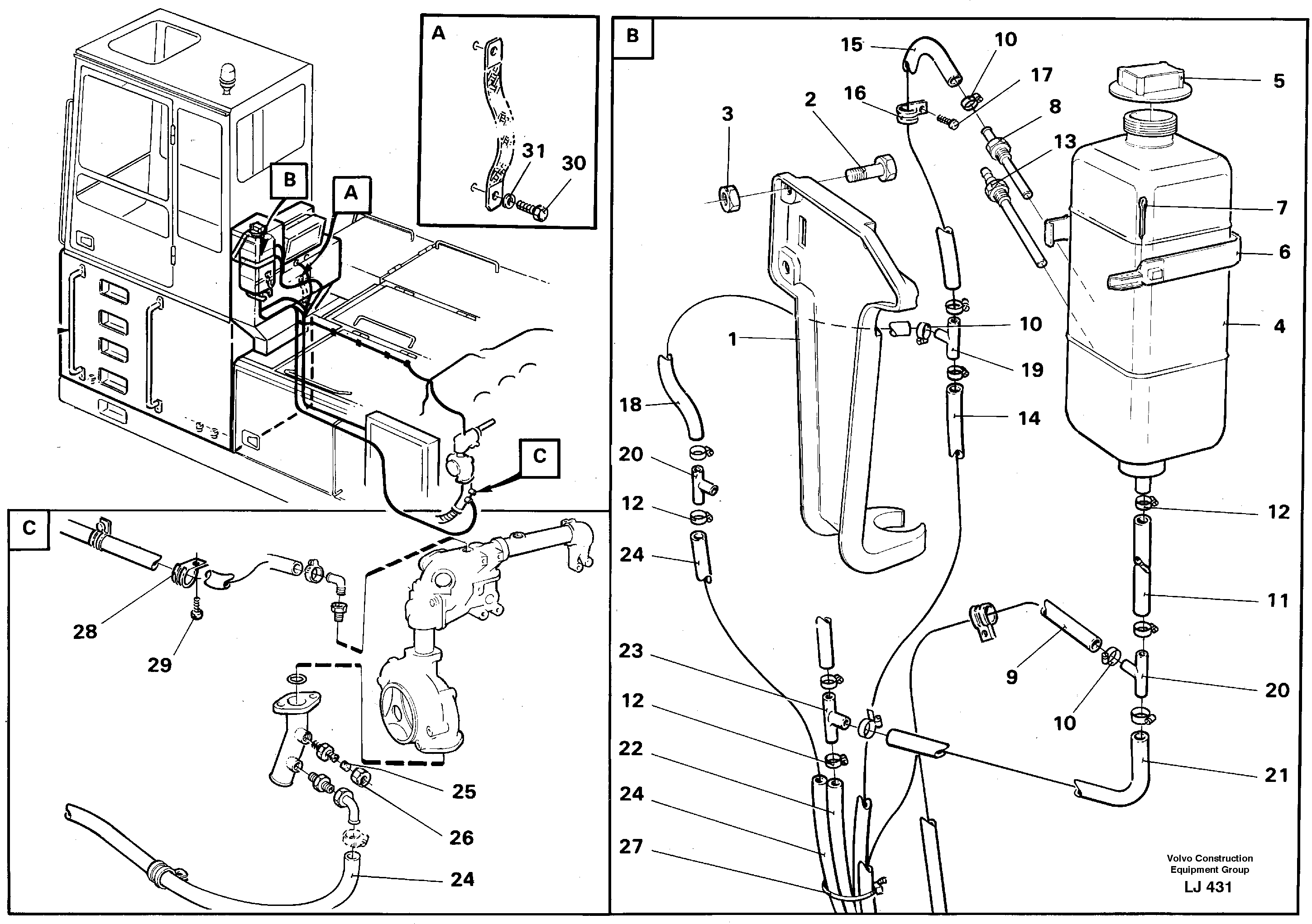 Expansion tank, Cab elevation 1220mm.  14260597 — volvo parts diagram