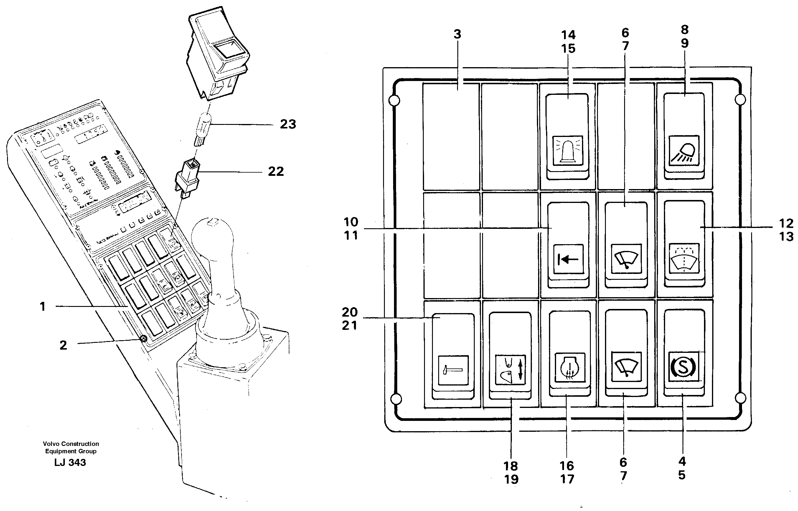 Switch panel.  SER NO -4709 — volvo parts diagram