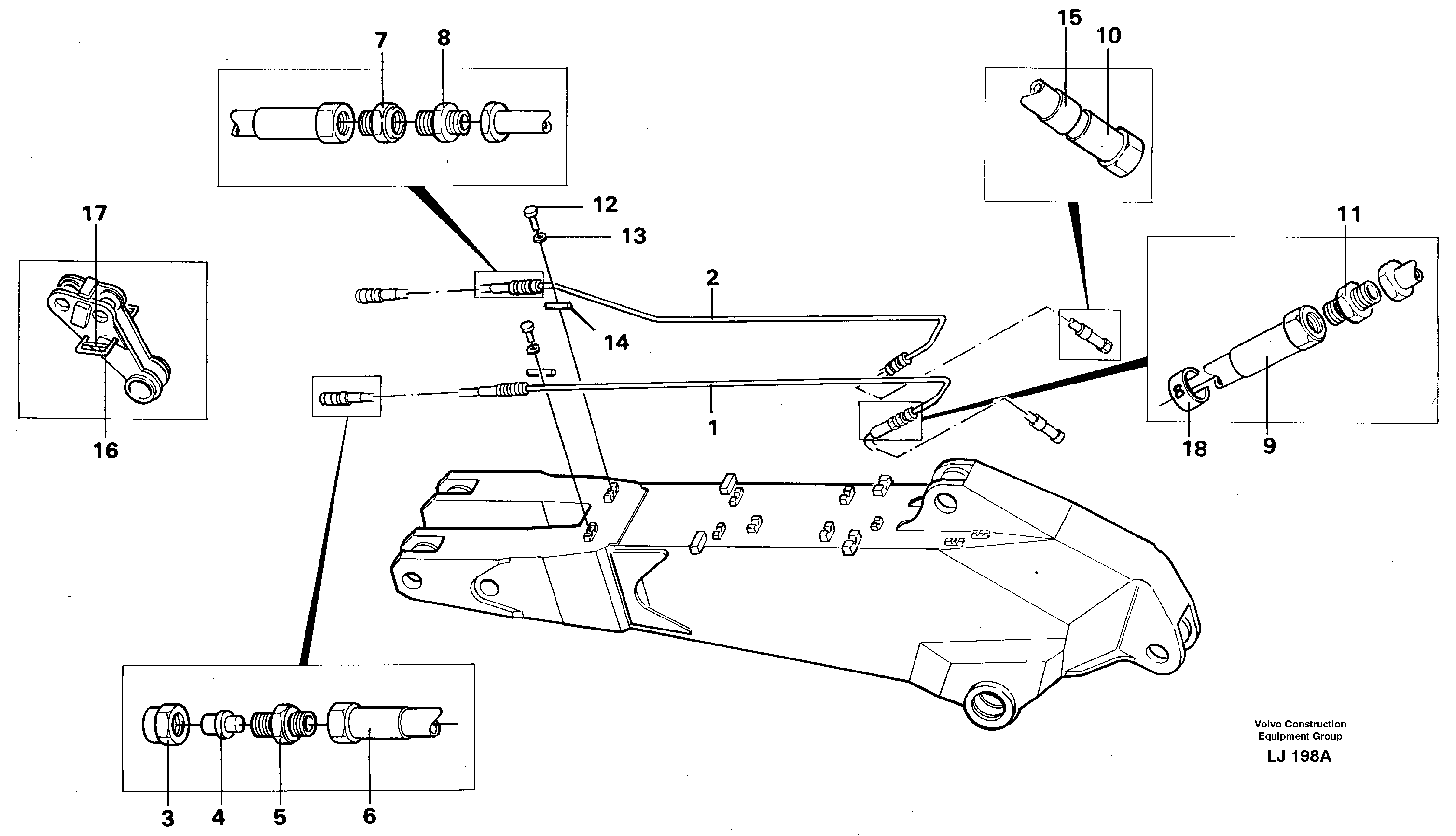 Hydr. quick fit equipm. on short dipper arm, 2.25m  14263409 — volvo parts diagram