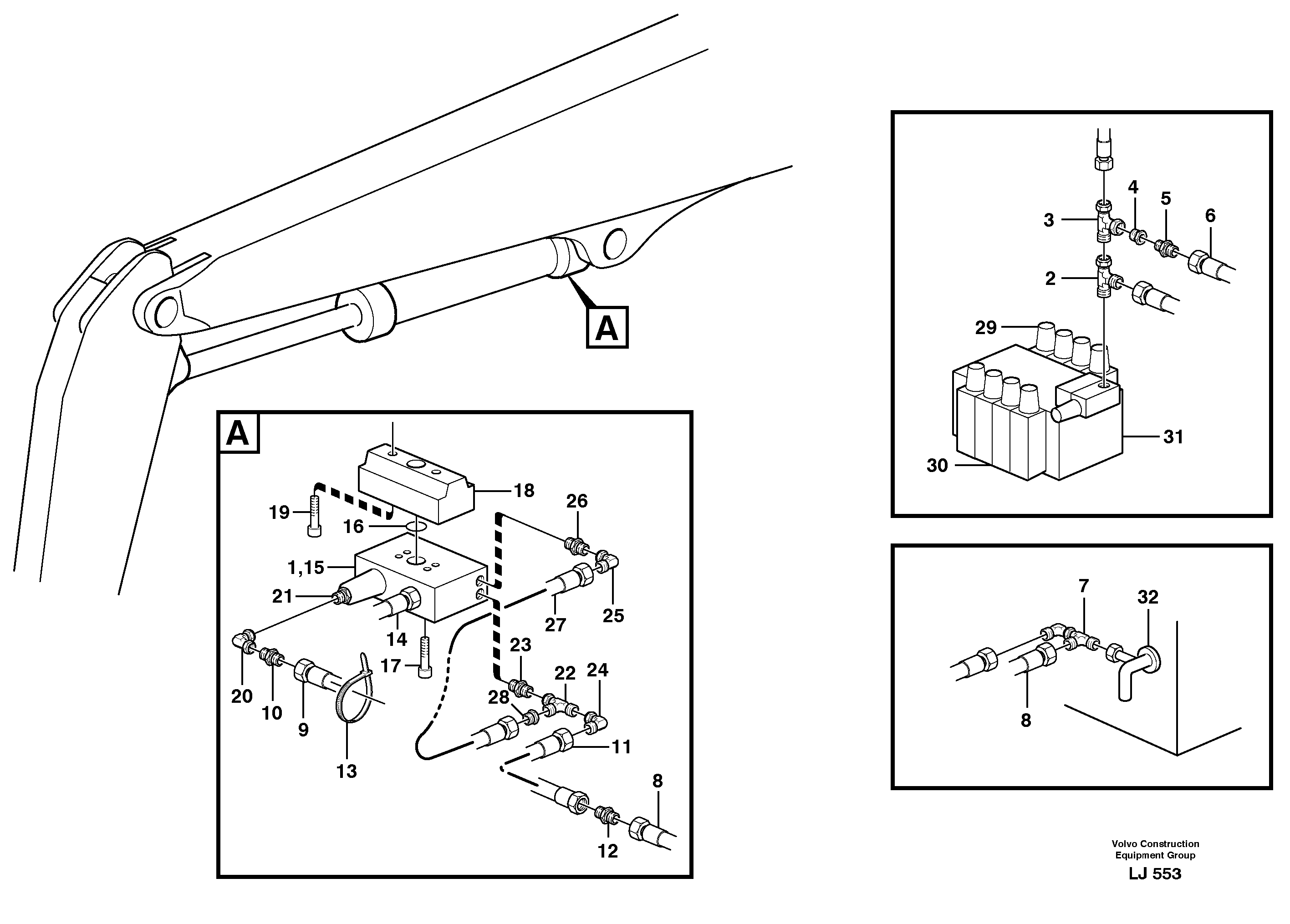 Hydraulic system, line brk valve,dipper armcylinder  14247490,14266898 — volvo parts diagram