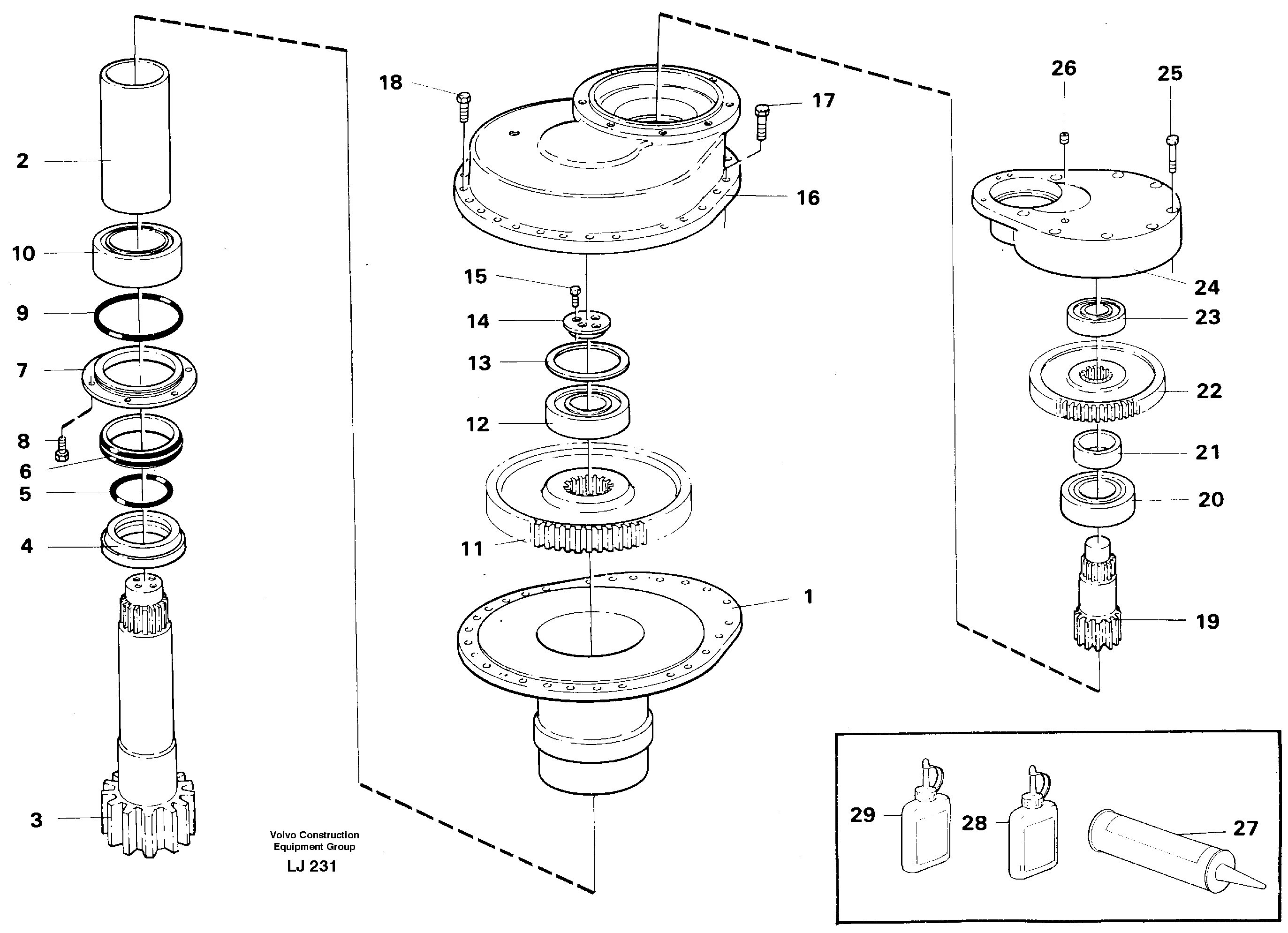 Swing gearbox — volvo parts diagram