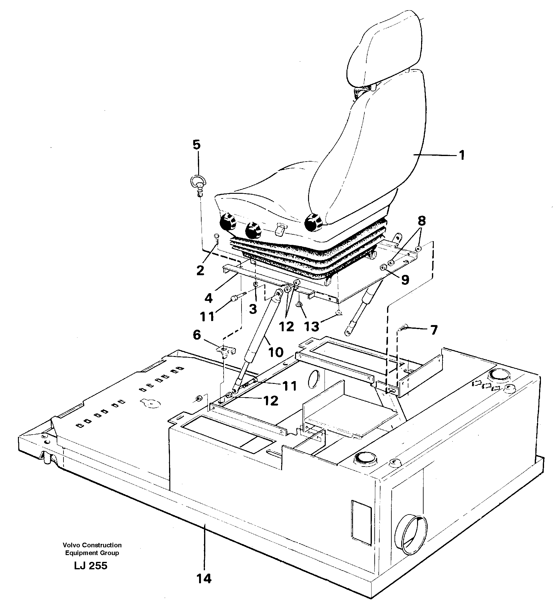 Drivers seat with fitting part — volvo parts diagram