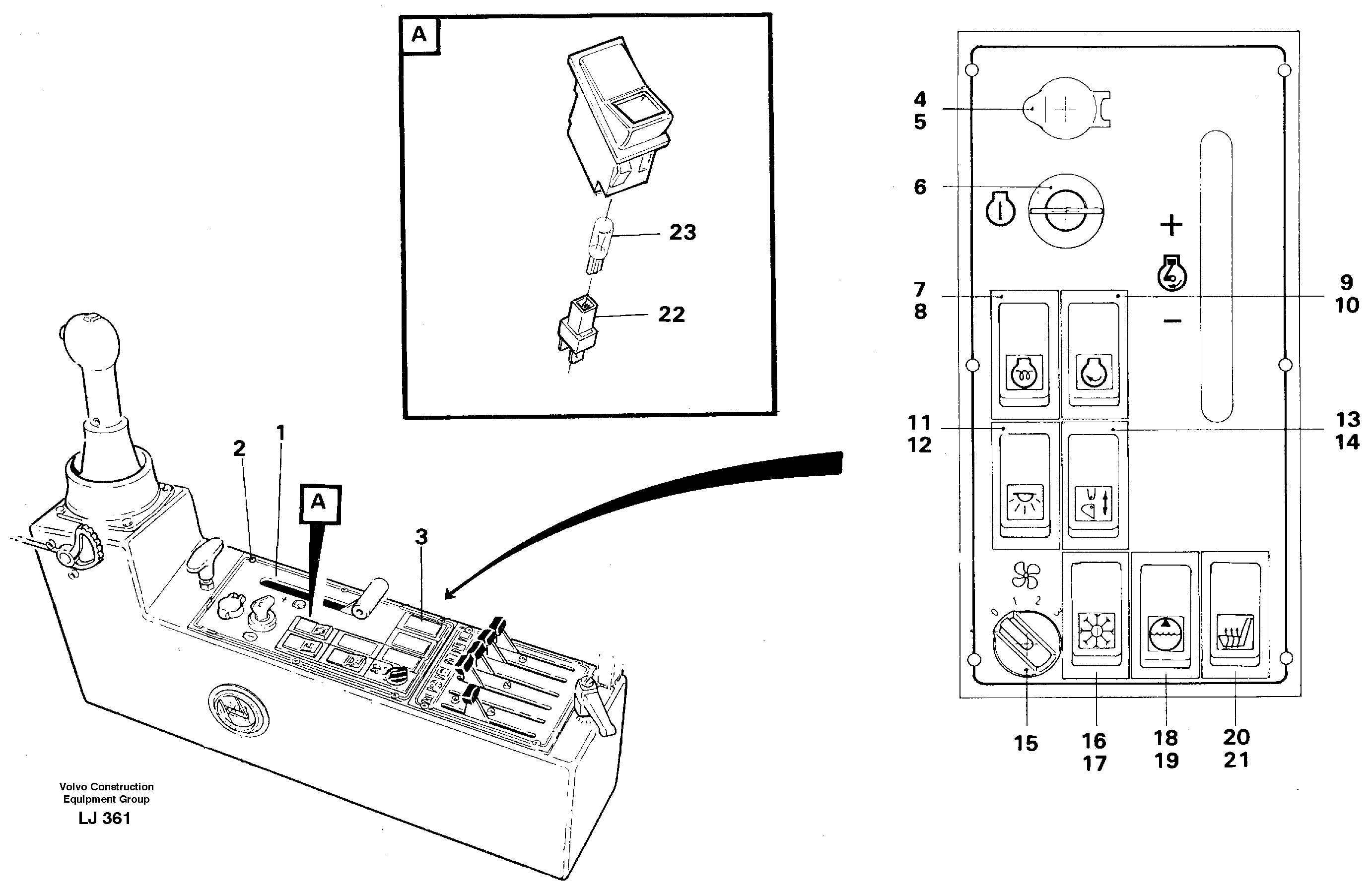 Engine control panel — volvo parts diagram