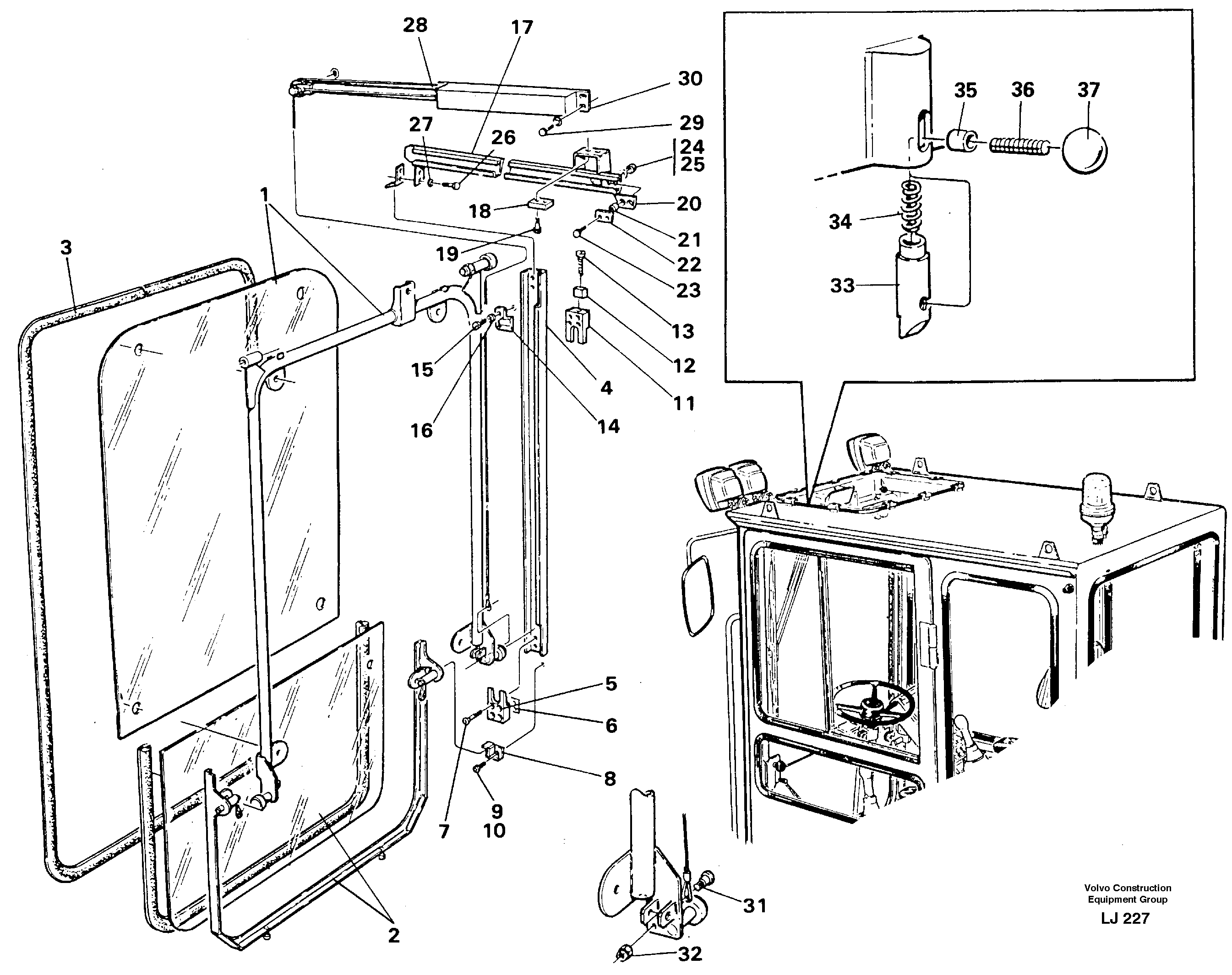Front window Lifting device — volvo parts diagram