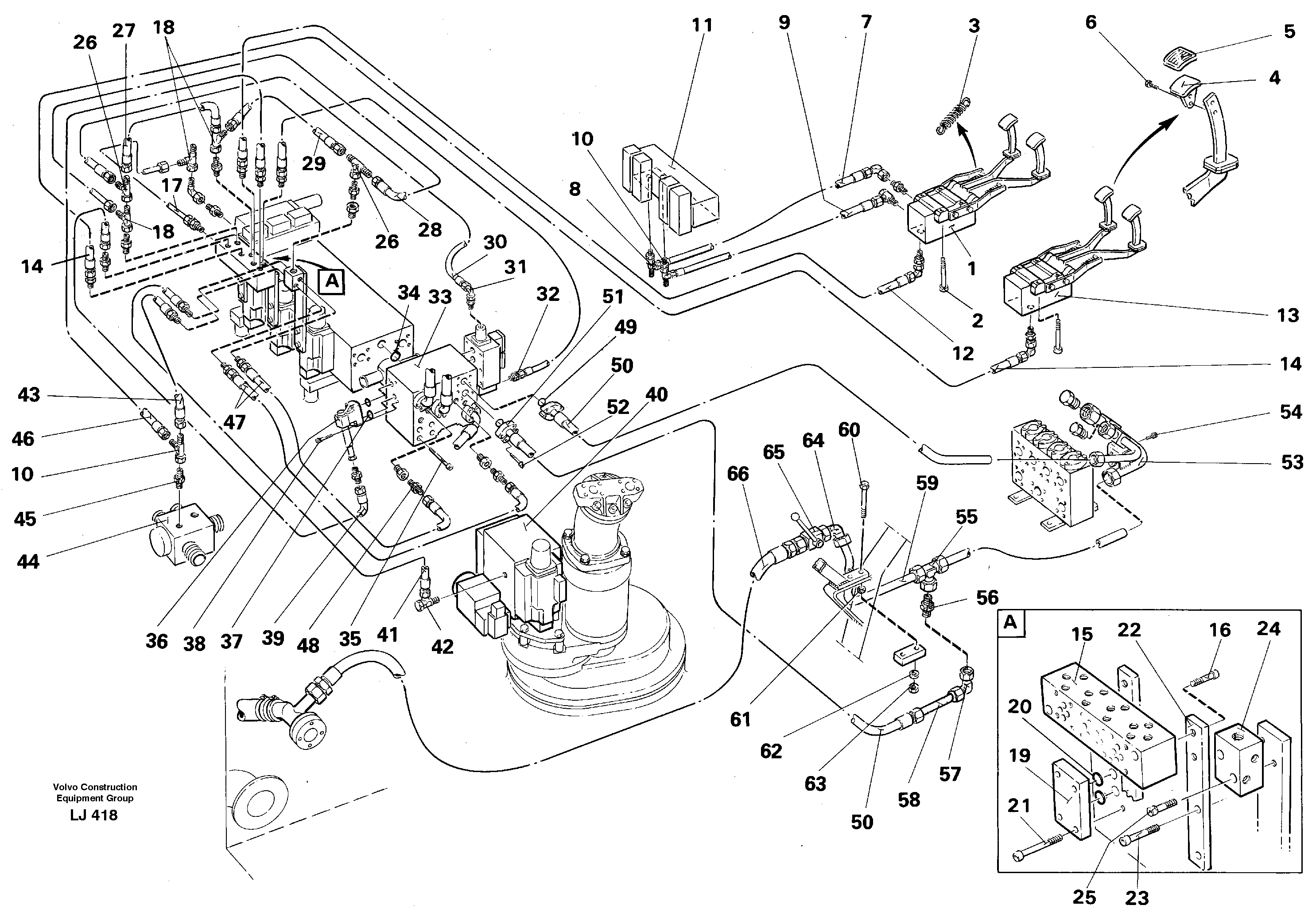 Base machine hydraulics for hammer/shears on monobloc boom.  14261294 — volvo parts diagram