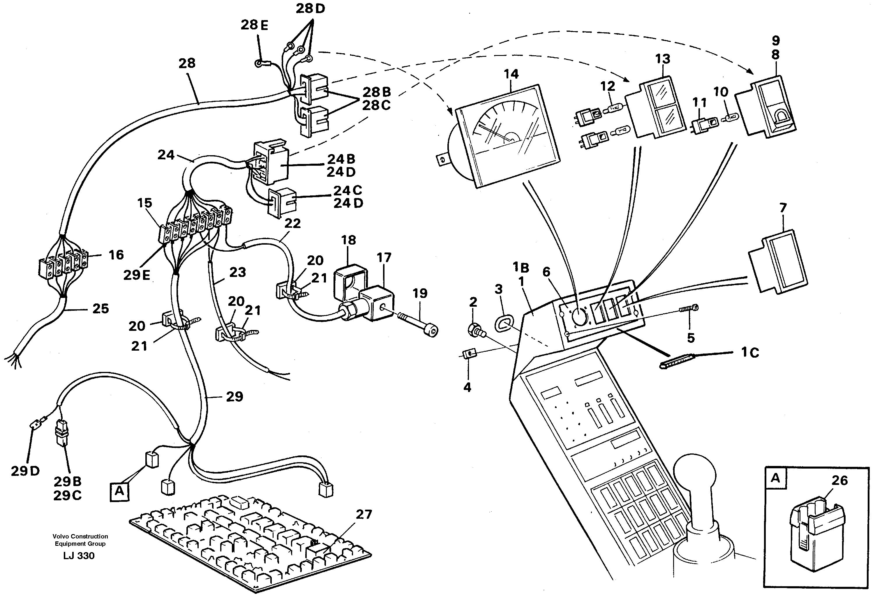 Magnet equipment Ohio/älmhult Instrument box, cab  14263368  14265072 — volvo parts diagram