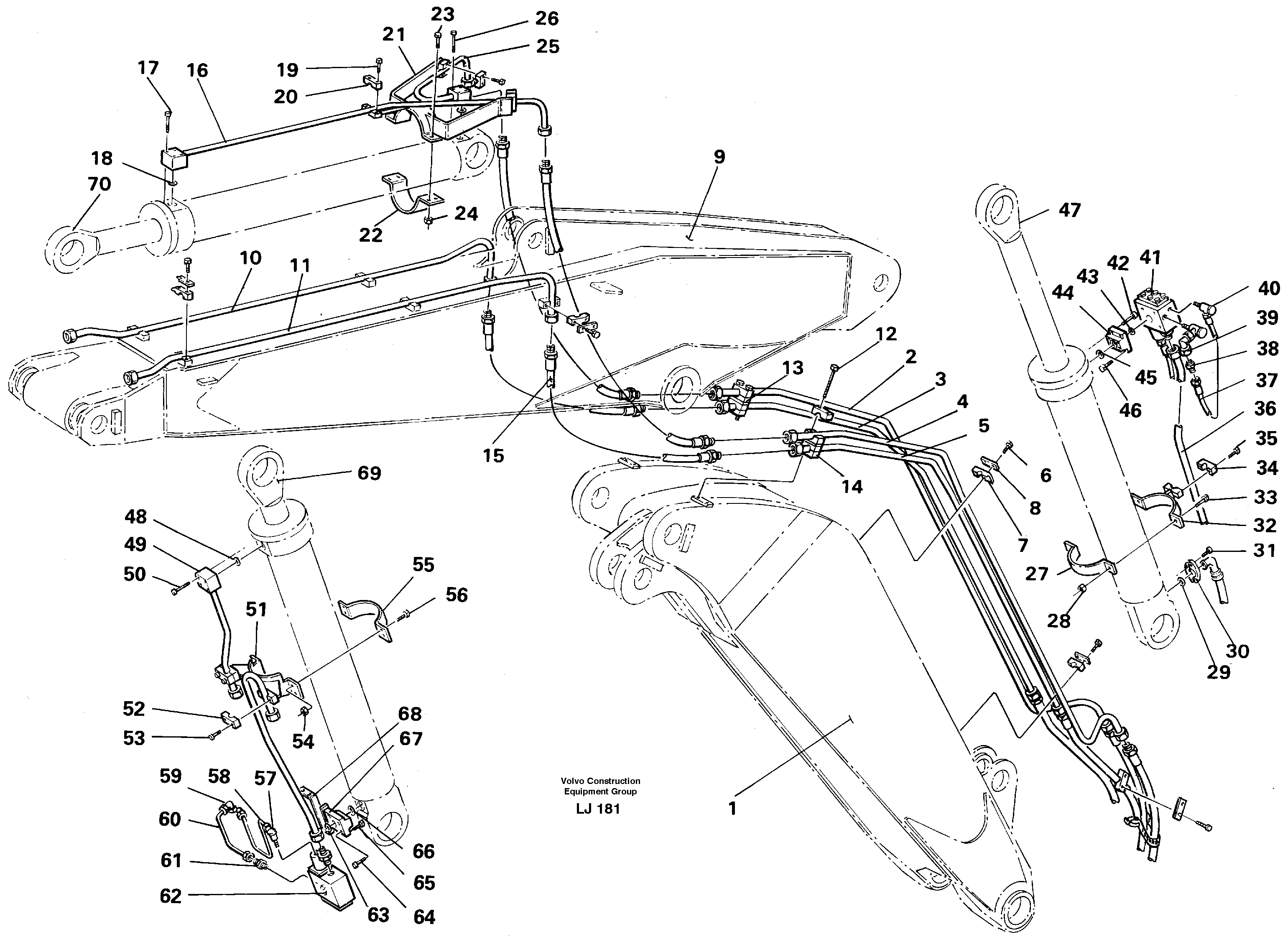 Hydraulic equipment, adjustable boom  14261001 — volvo parts diagram