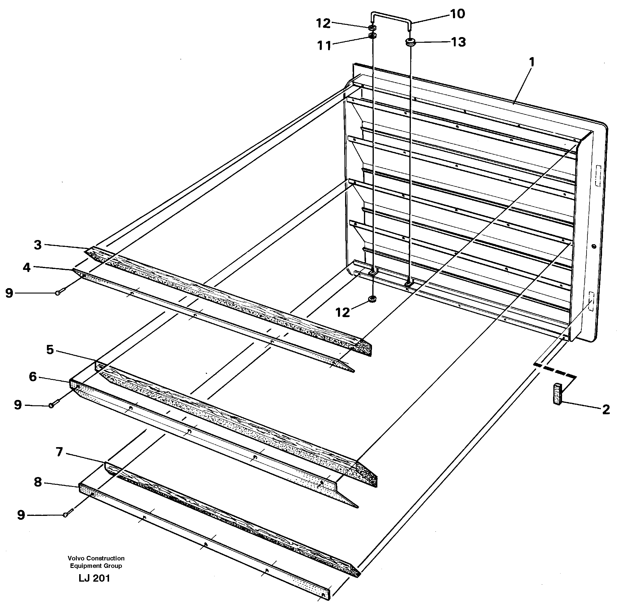 Door Lh, rear — volvo parts diagram
