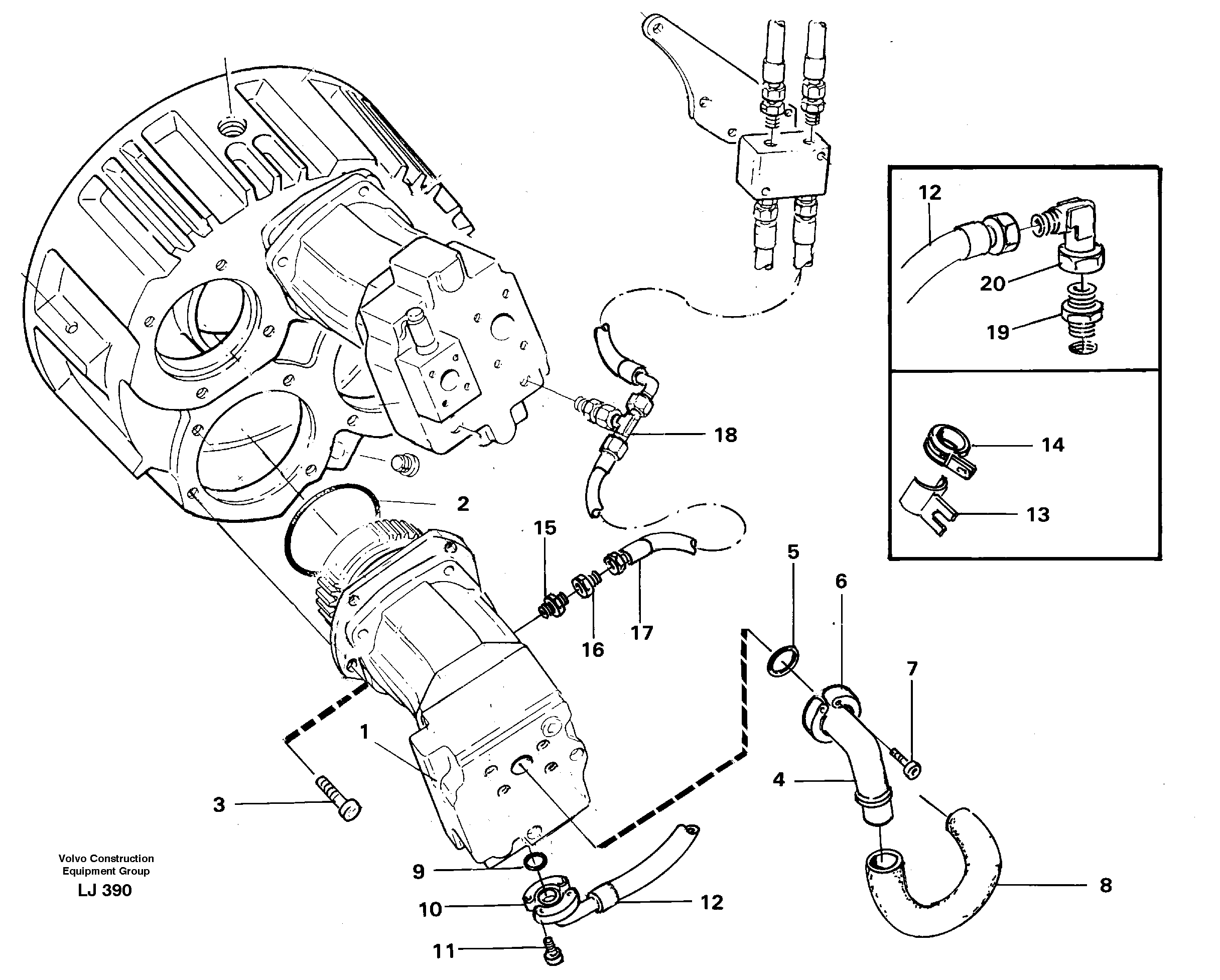 Hydraulic system, pump installation P4. — volvo parts diagram