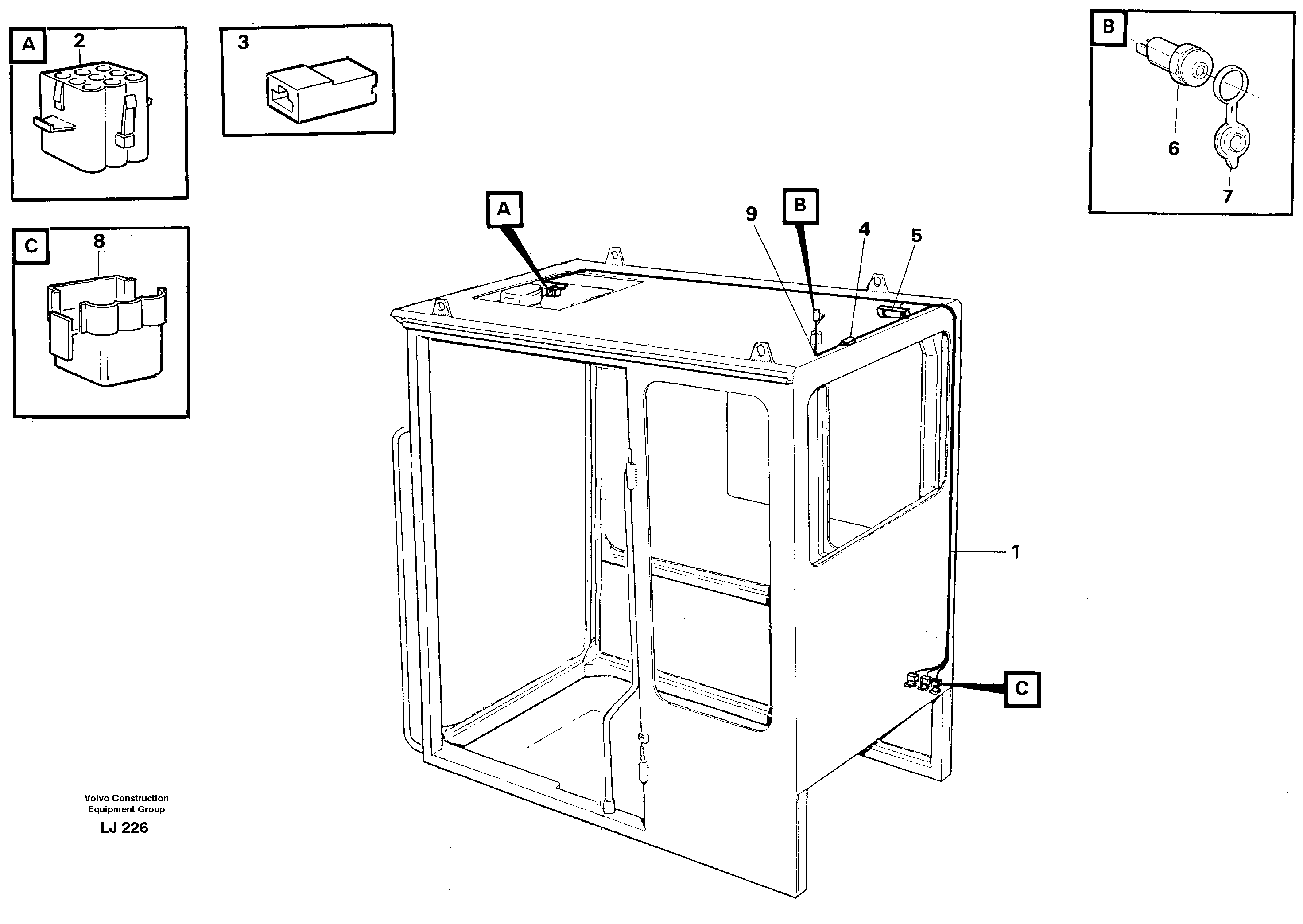Cable harnesses, cab — volvo parts diagram