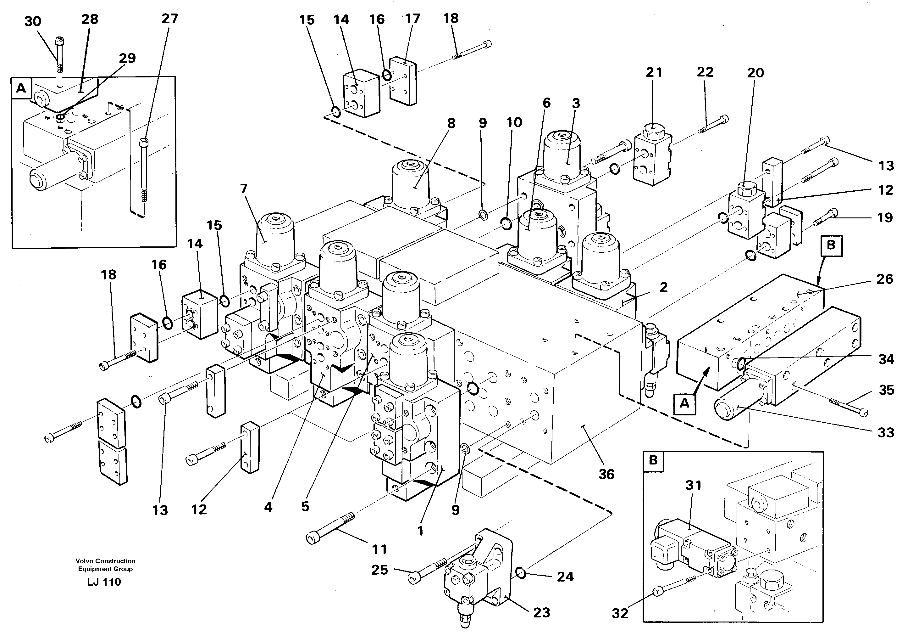 Main valve block, valves — volvo parts diagram