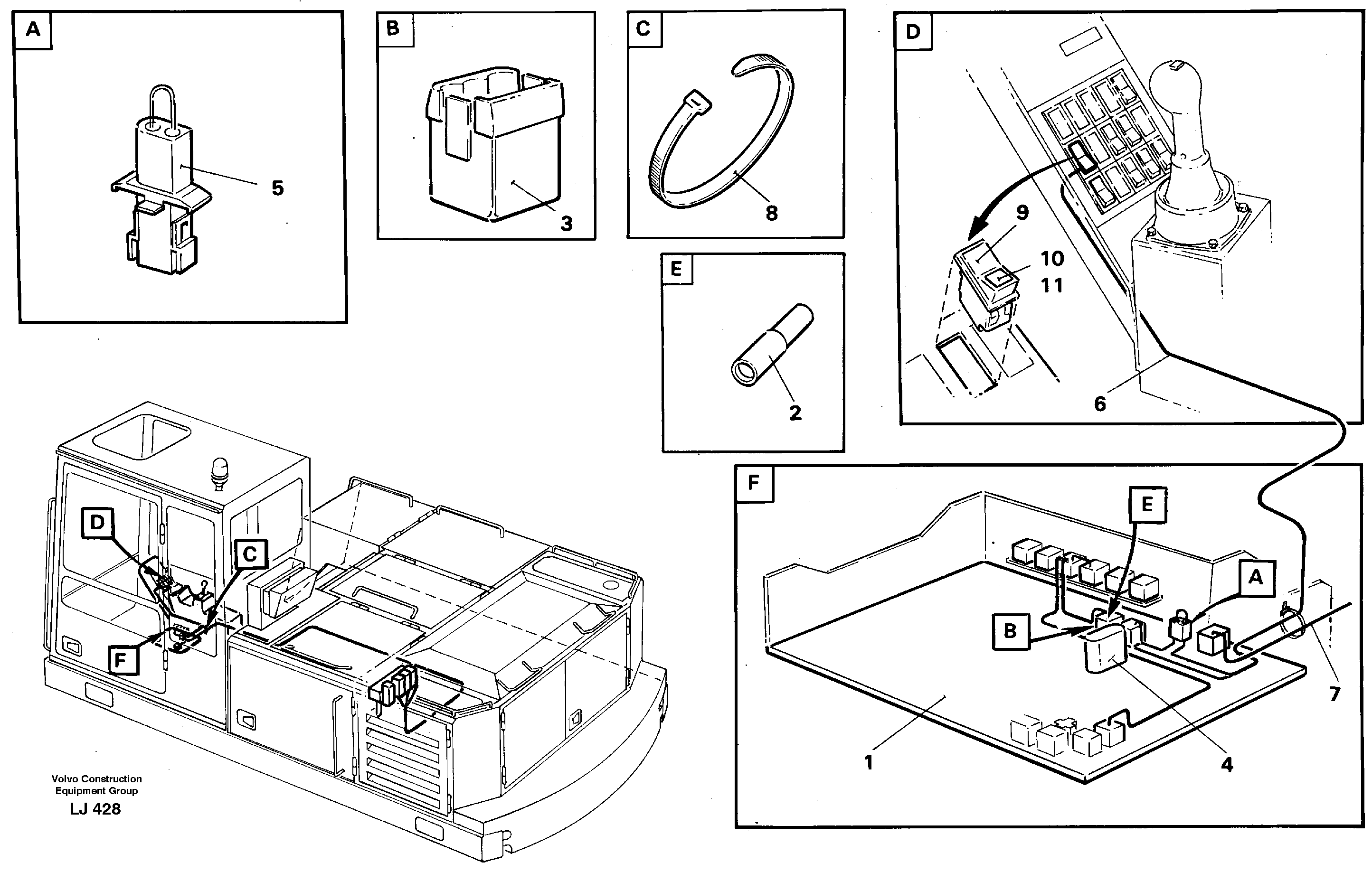Electric inst. of hammer/shears for  adj. boom in base machine — volvo parts diagram