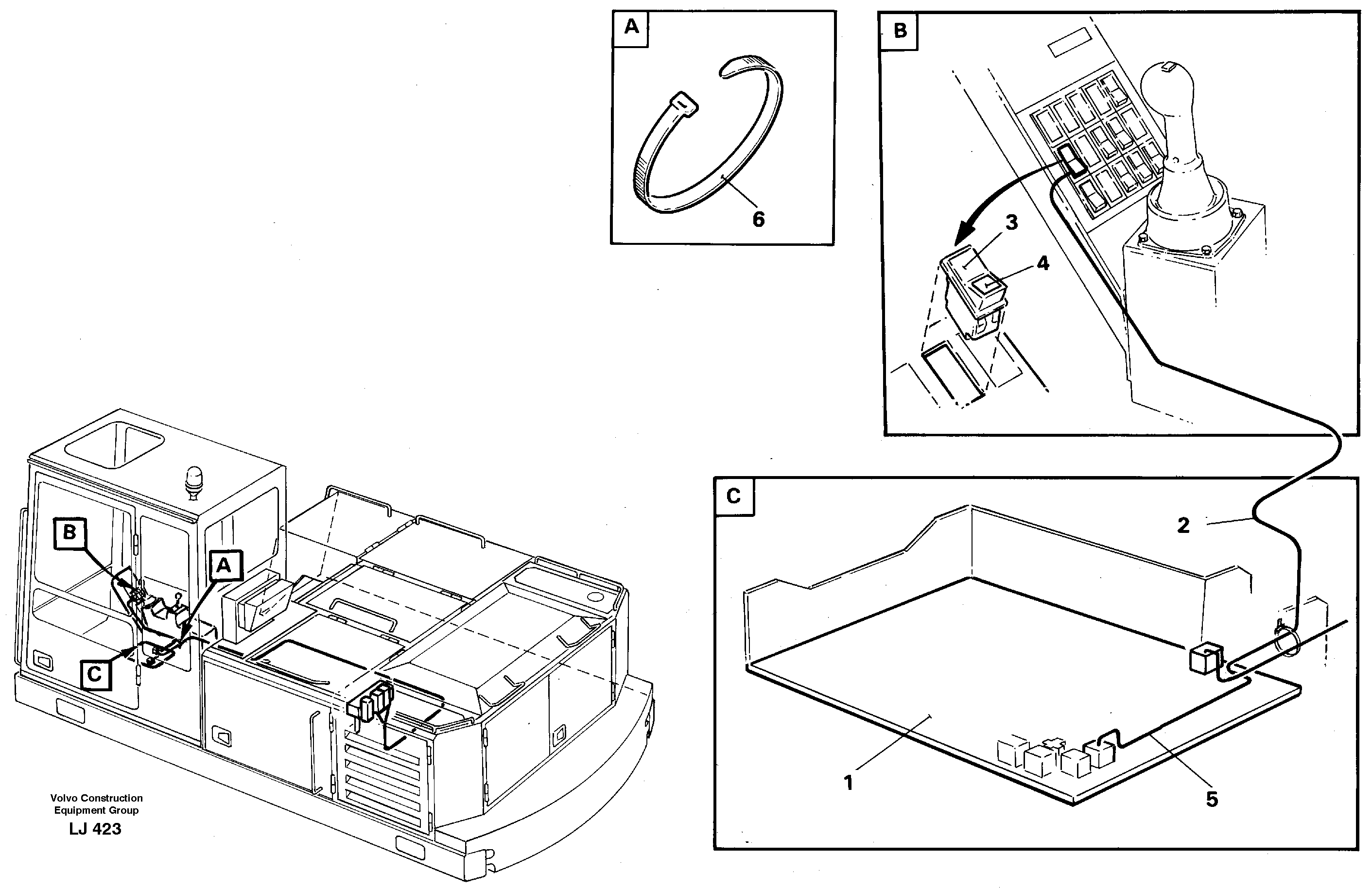 Electric installation of hammer/shears for mono- bloc boom  14257946 — volvo parts diagram