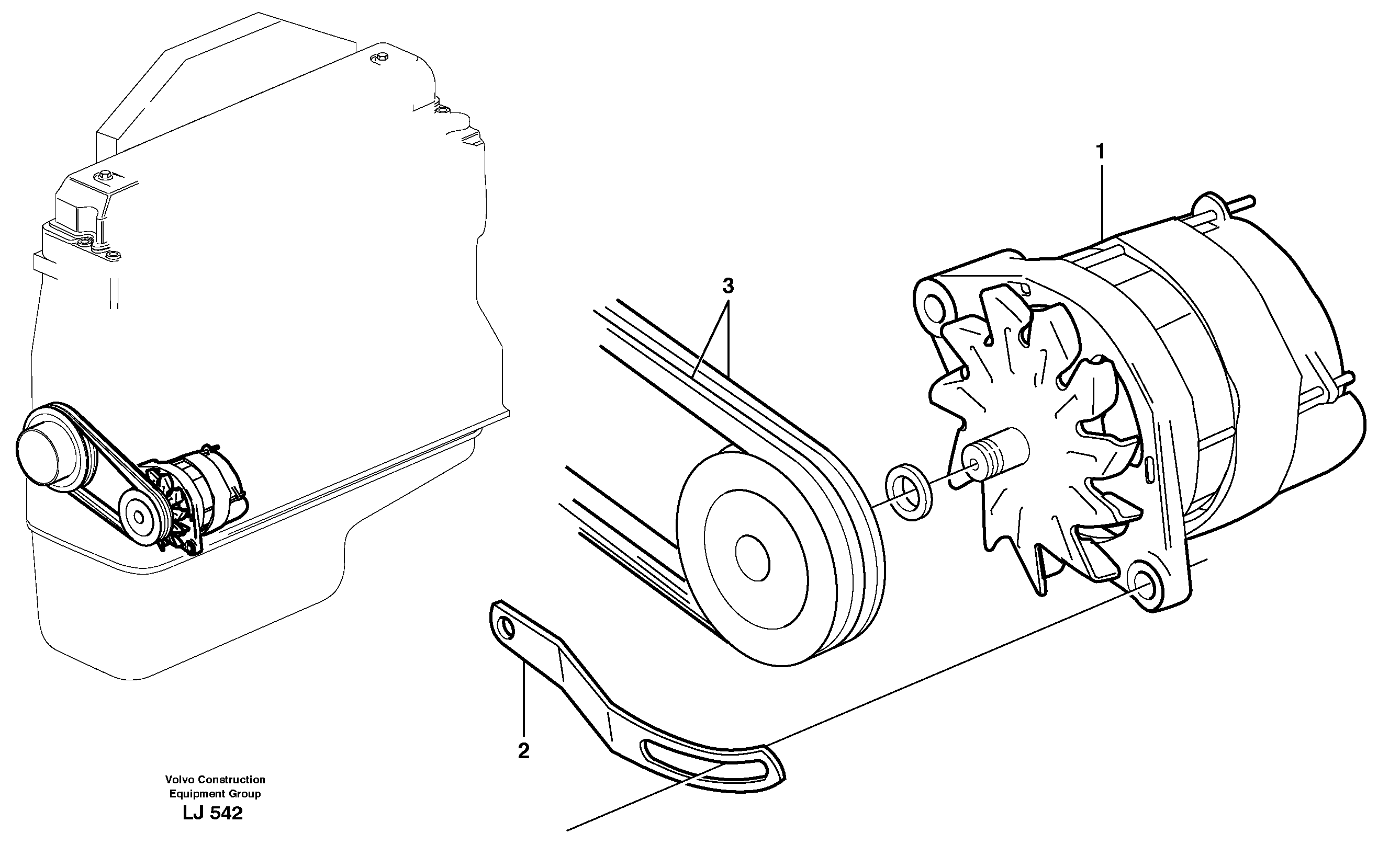 Alternator with assembling details 80 A  14259280 — volvo parts diagram