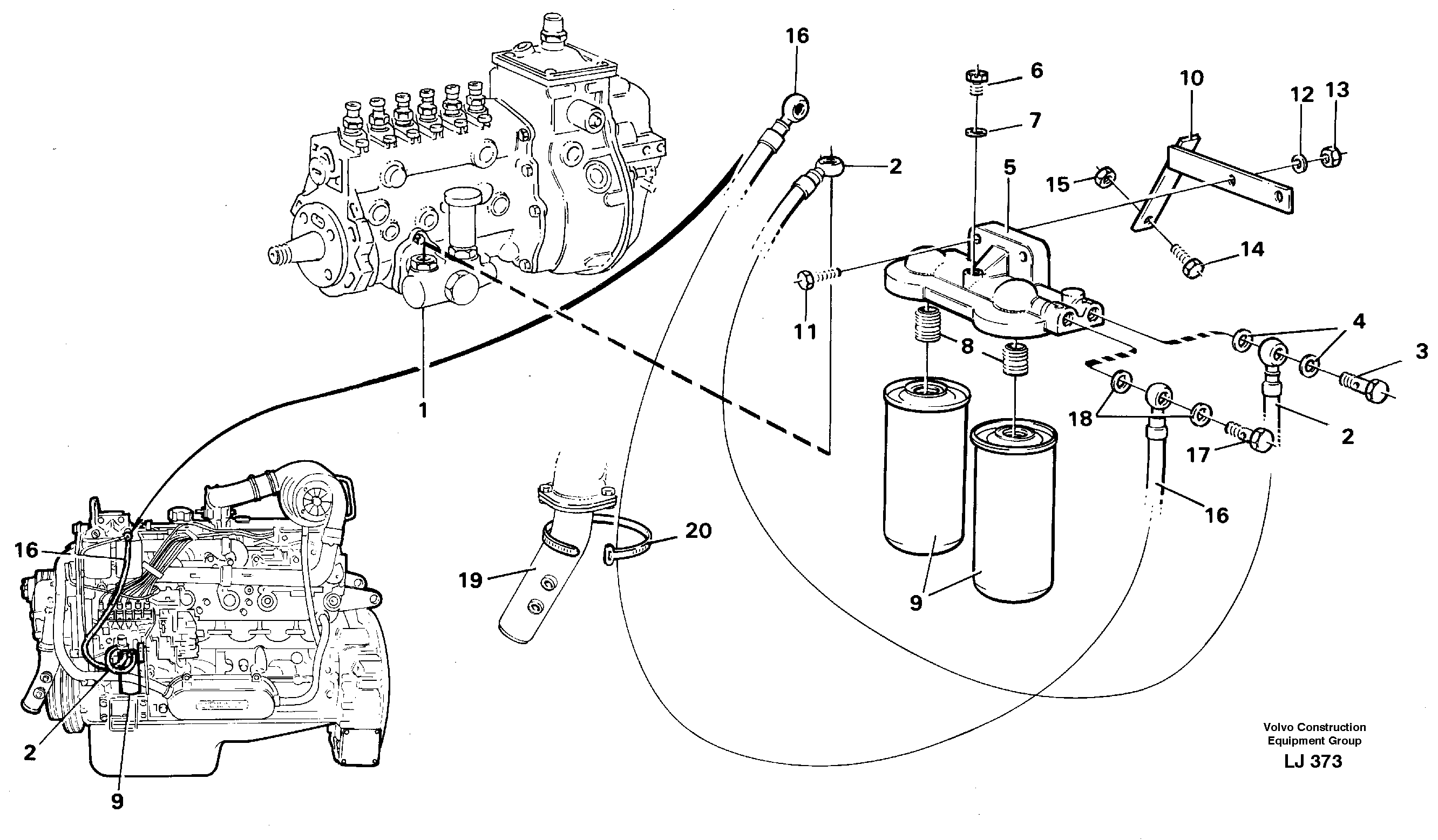 Extra fuel filter  14257924 — volvo parts diagram