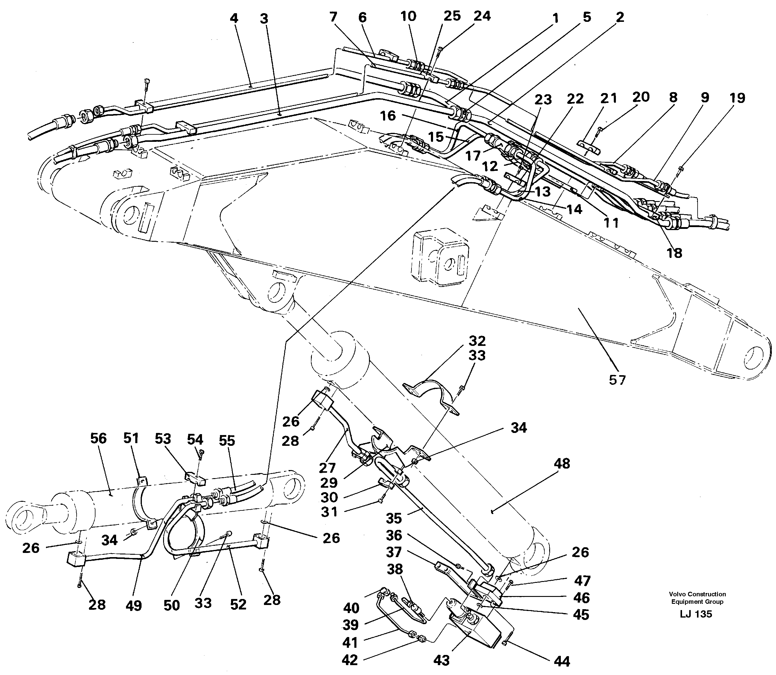 Face shovel equipment, boom — volvo parts diagram
