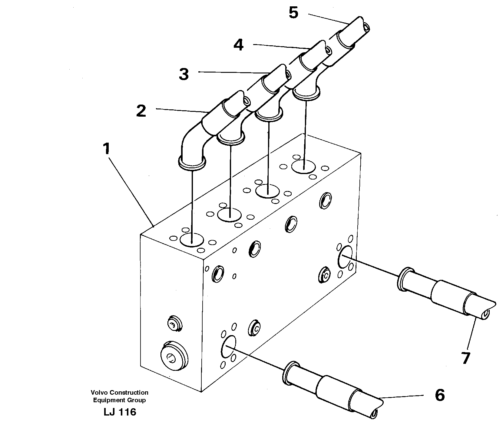 Connection block with hoses — volvo parts diagram