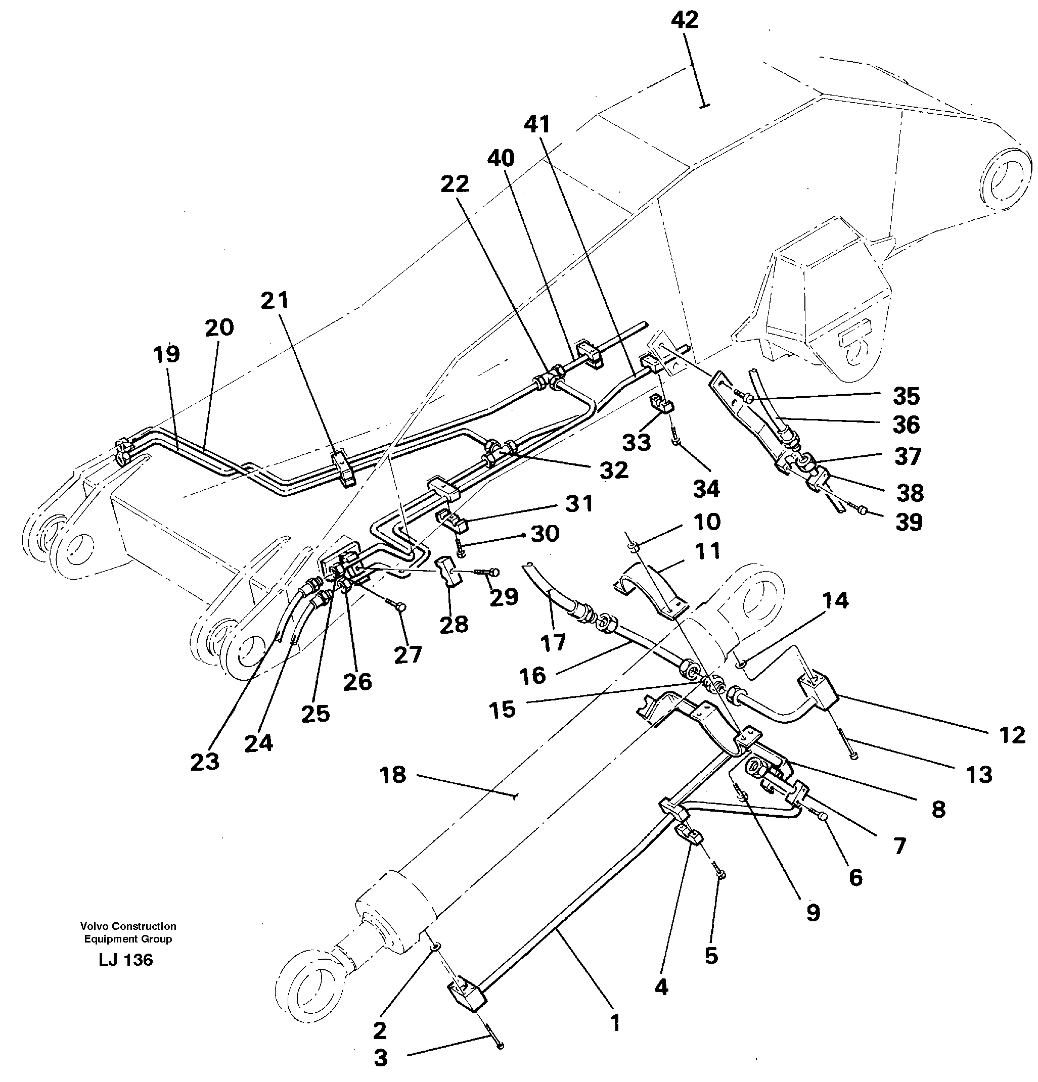 Face shovel equipment, dipper arm — volvo parts diagram
