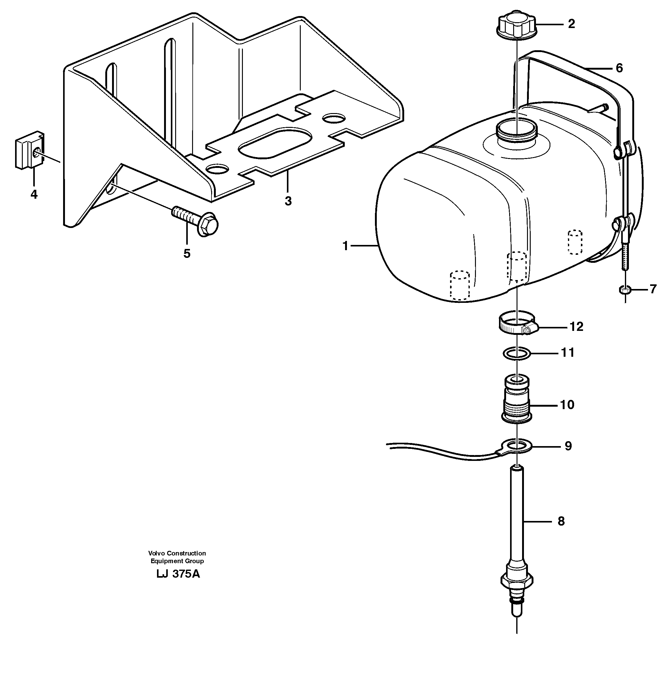 Expansion tank with fitting parts — volvo parts diagram