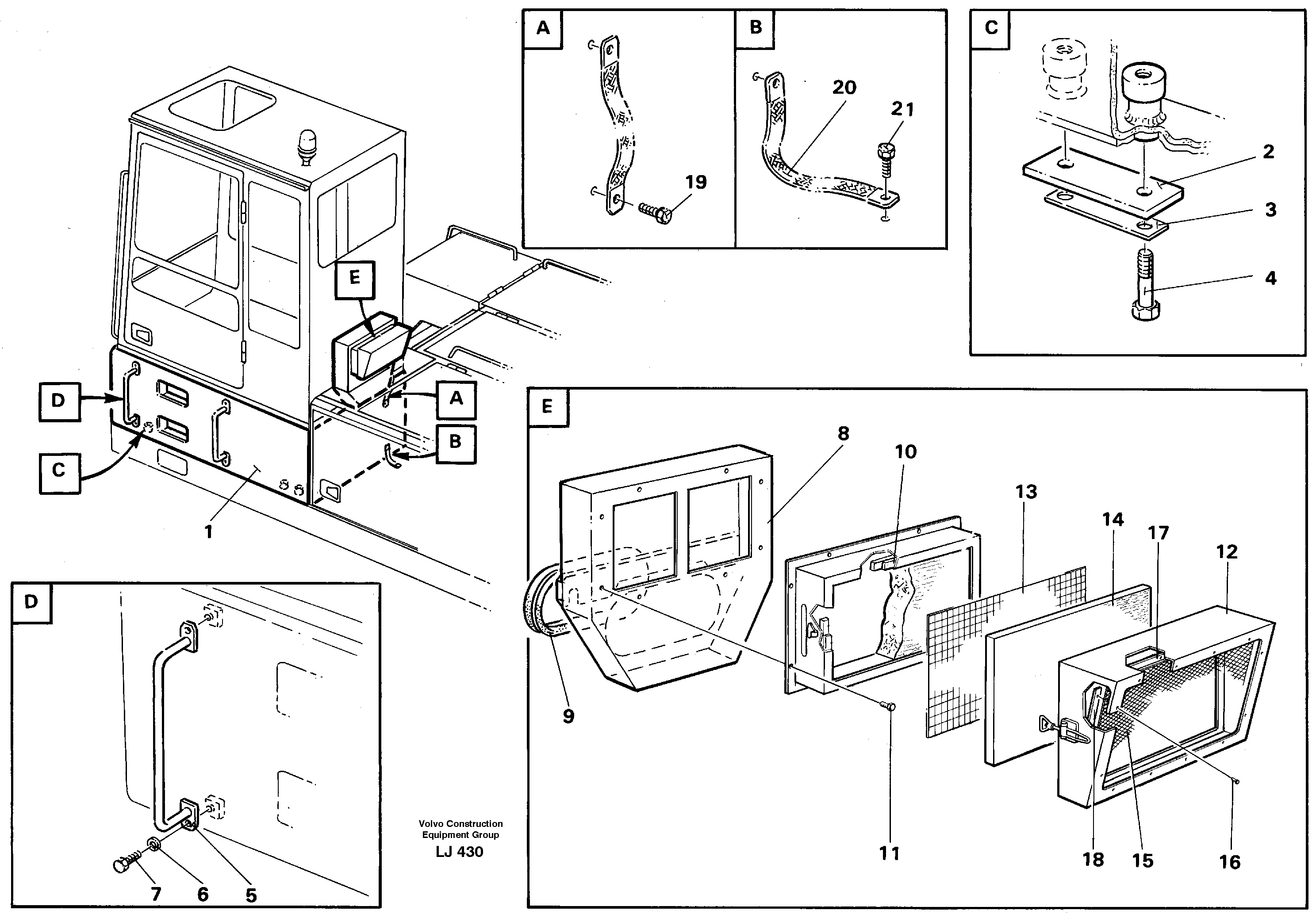 Cab elevation on superstructure, 600 mm/ 1220 mm  14260534 — volvo parts diagram