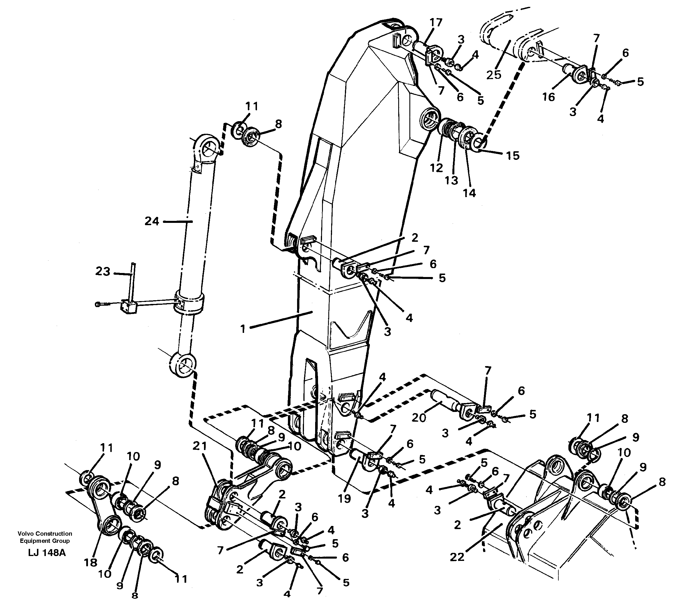 Backhoe dipper arm 3.30m  14257269 — volvo parts diagram