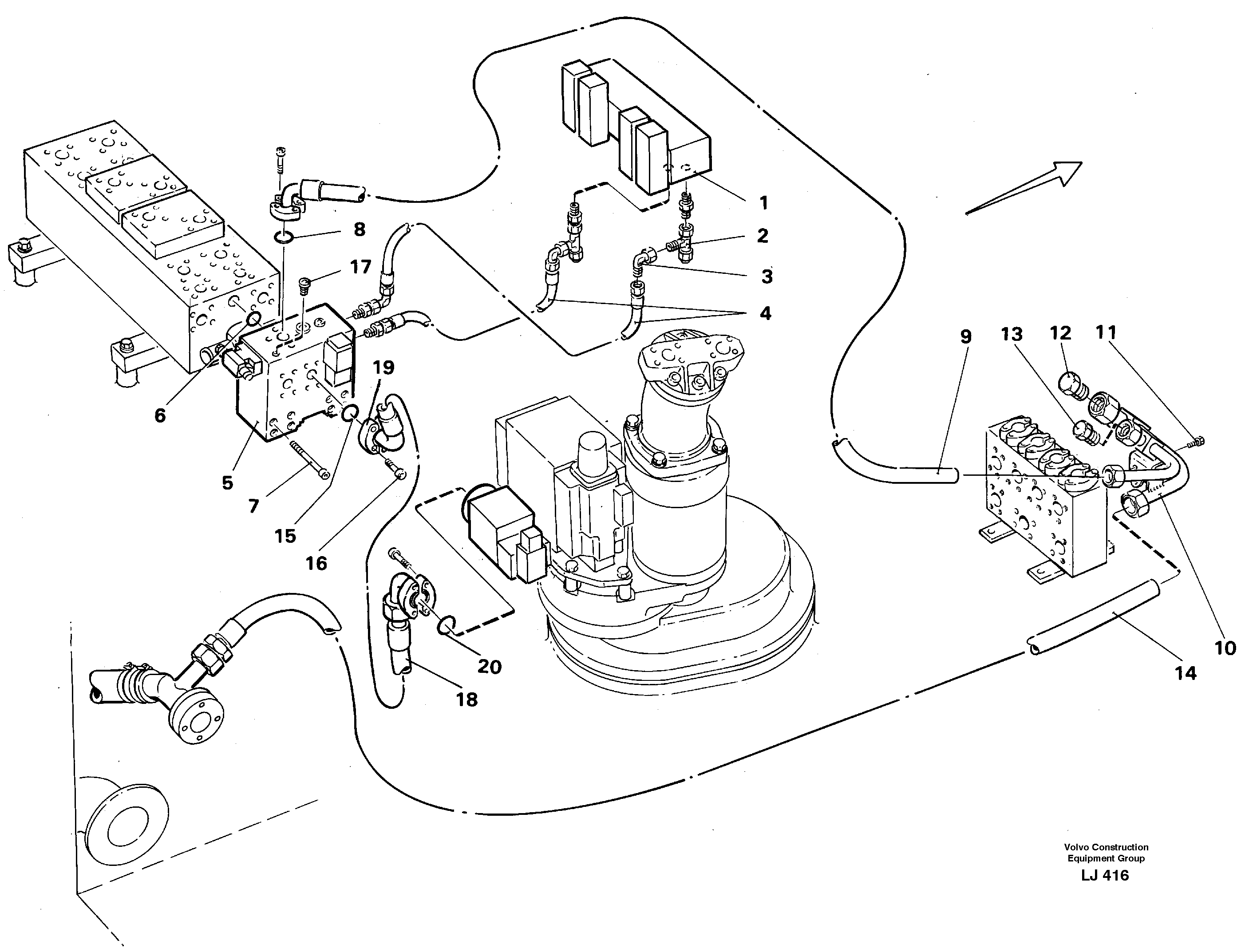 Hammer hydraulics in base machine, 2 pumps.  14261292 — volvo parts diagram